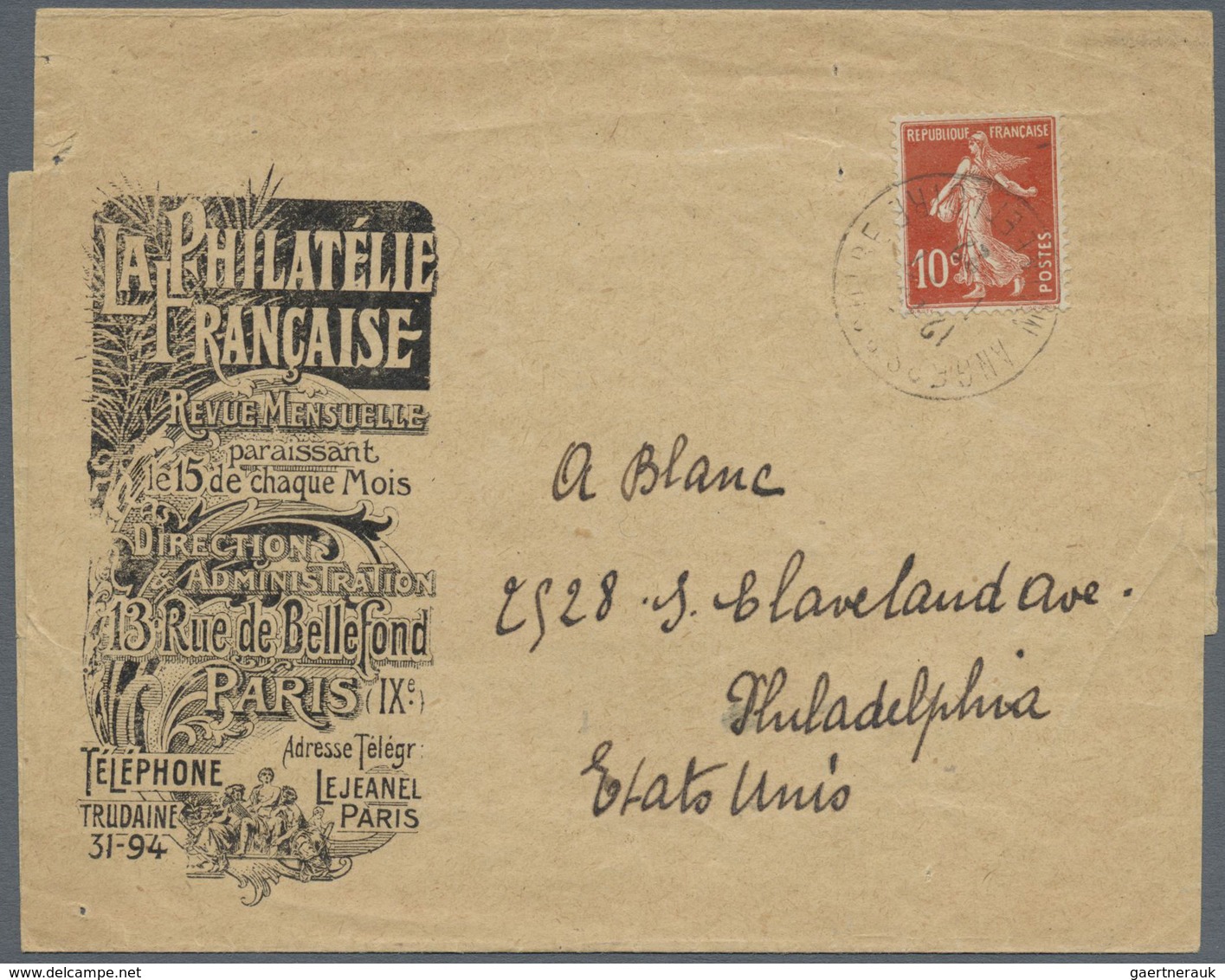 Br Frankreich: 1880/1980 (ca.), Mail to USA, holding of more than 400 (mainly commercial) covers/cards,