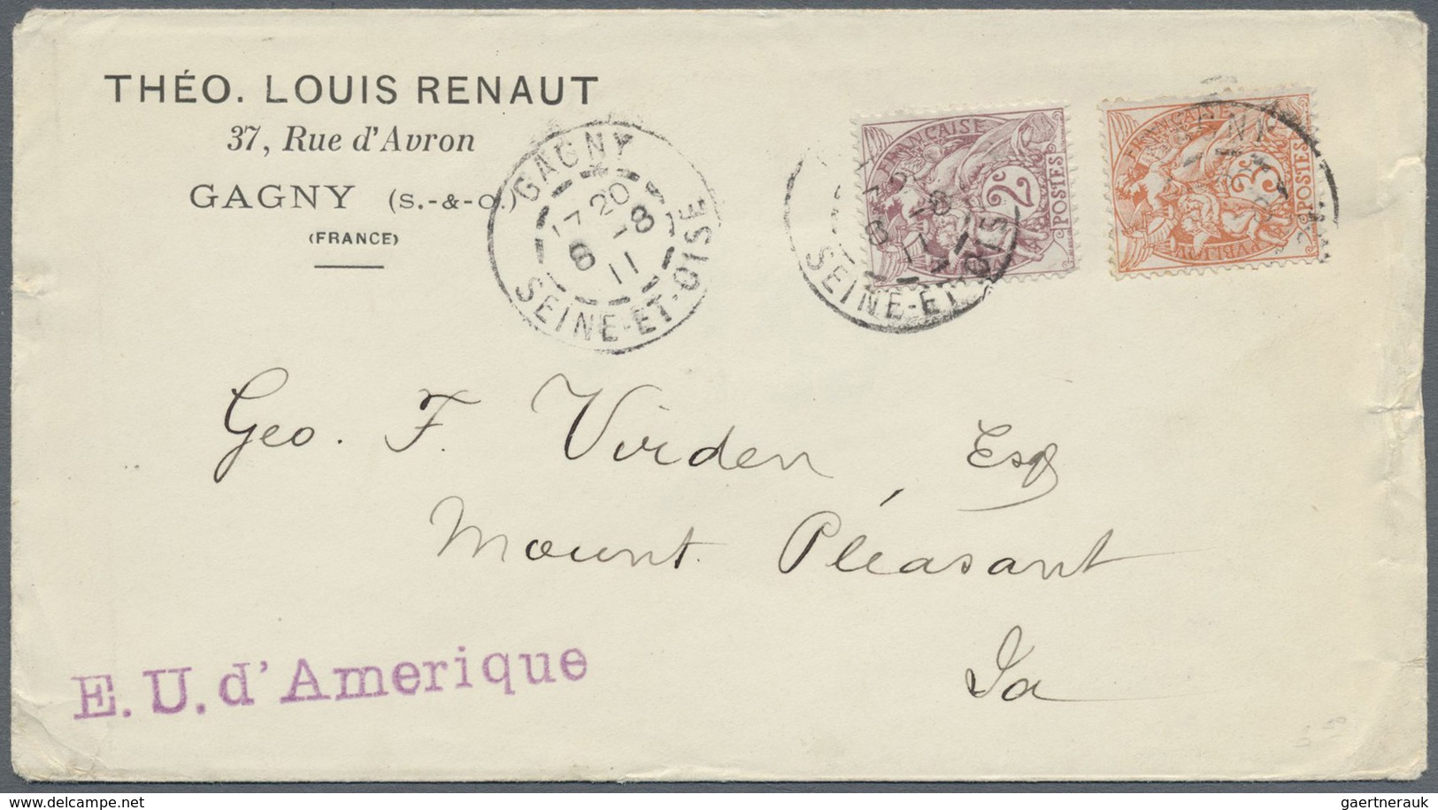 Br Frankreich: 1880/1980 (ca.), Mail to USA, holding of more than 400 (mainly commercial) covers/cards,