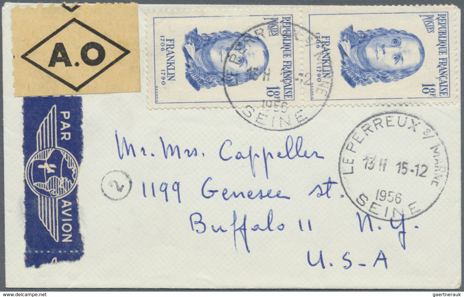 Br Frankreich: 1880/1980 (ca.), Mail to USA, holding of more than 400 (mainly commercial) covers/cards,