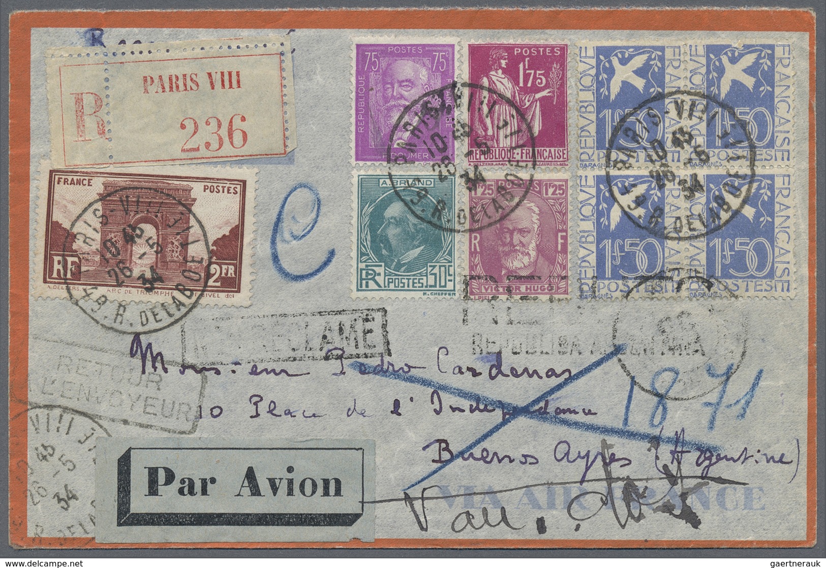 Br Frankreich: 1900/1960, Absolutely Awesome Collection Of Blocks Of Four On Entires Bearing 450 Envelo - Oblitérés