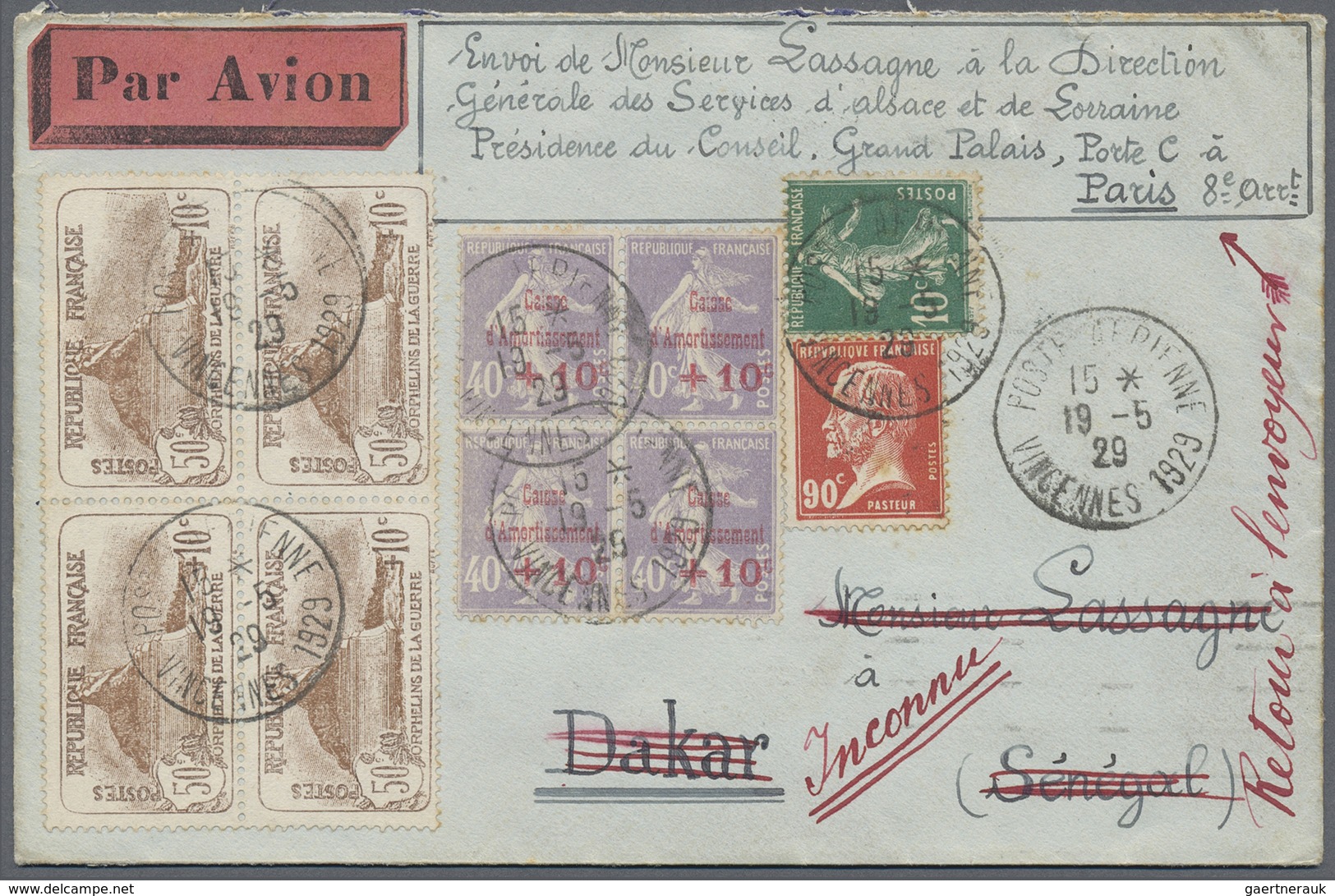 Br Frankreich: 1900/1960, absolutely awesome collection of blocks of four on entires bearing 450 envelo