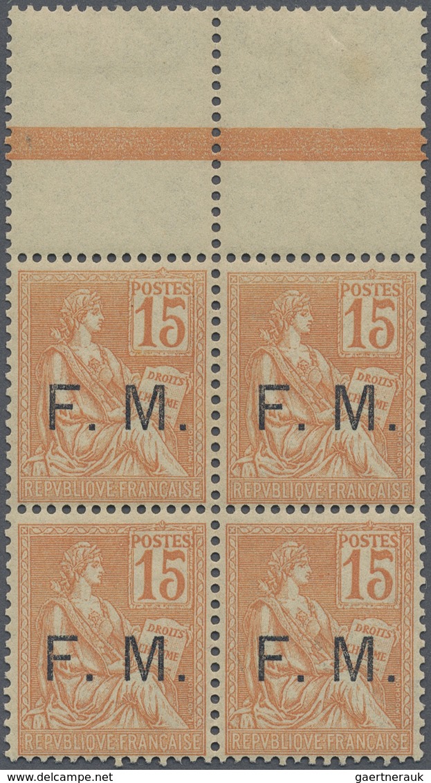 **/*/Brfst Frankreich: 1901/1941, Mainly Mint Assortment Incl. Military Stamps 15c. Orange (no. 1) Block Of Fou - Oblitérés