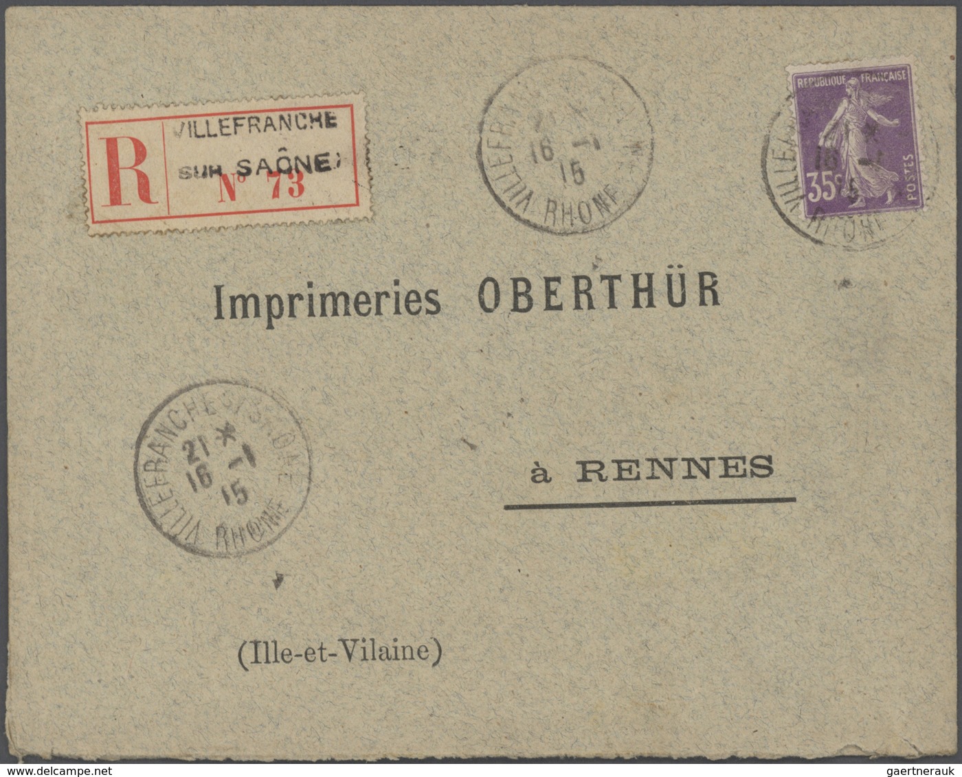 Br Frankreich: 1910/50 (ca.), Sammlung Von Ca. 335 Einschreibe-Briefen, Sehr Spezialisiert Mit Vielen T - Oblitérés