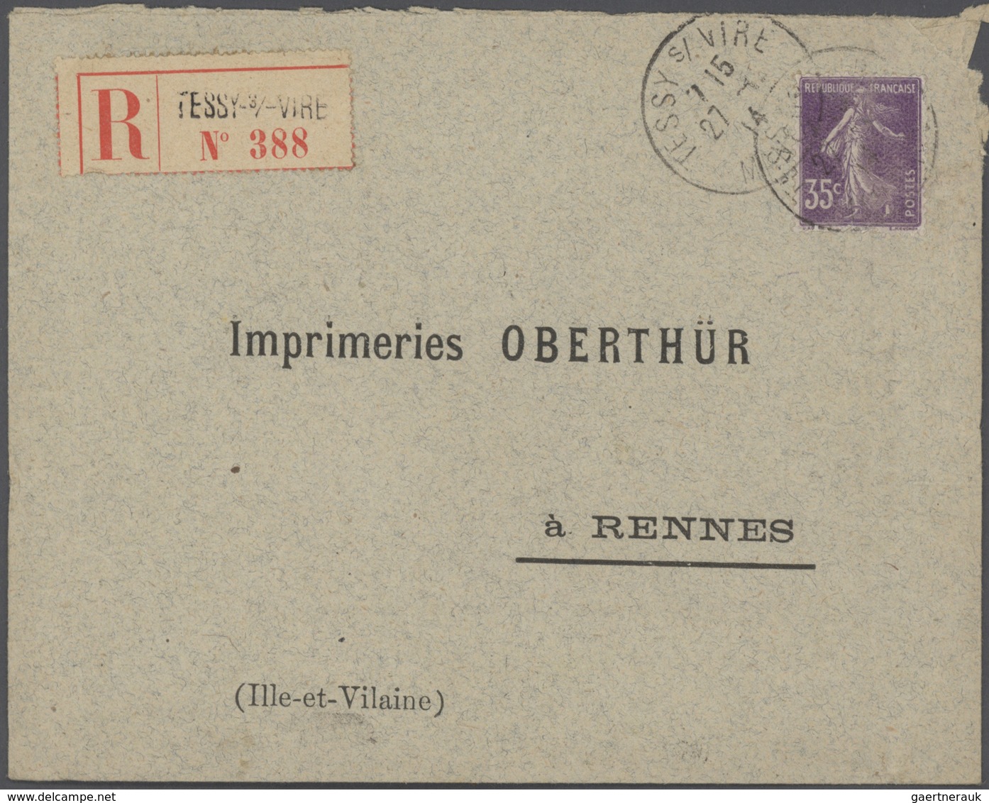 Br Frankreich: 1910/50 (ca.), Sammlung Von Ca. 335 Einschreibe-Briefen, Sehr Spezialisiert Mit Vielen T - Oblitérés