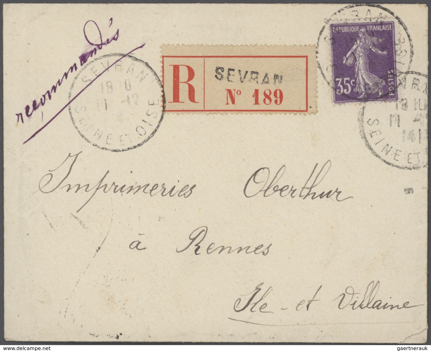 Br Frankreich: 1910/50 (ca.), Sammlung von ca. 335 Einschreibe-Briefen, sehr spezialisiert mit vielen T