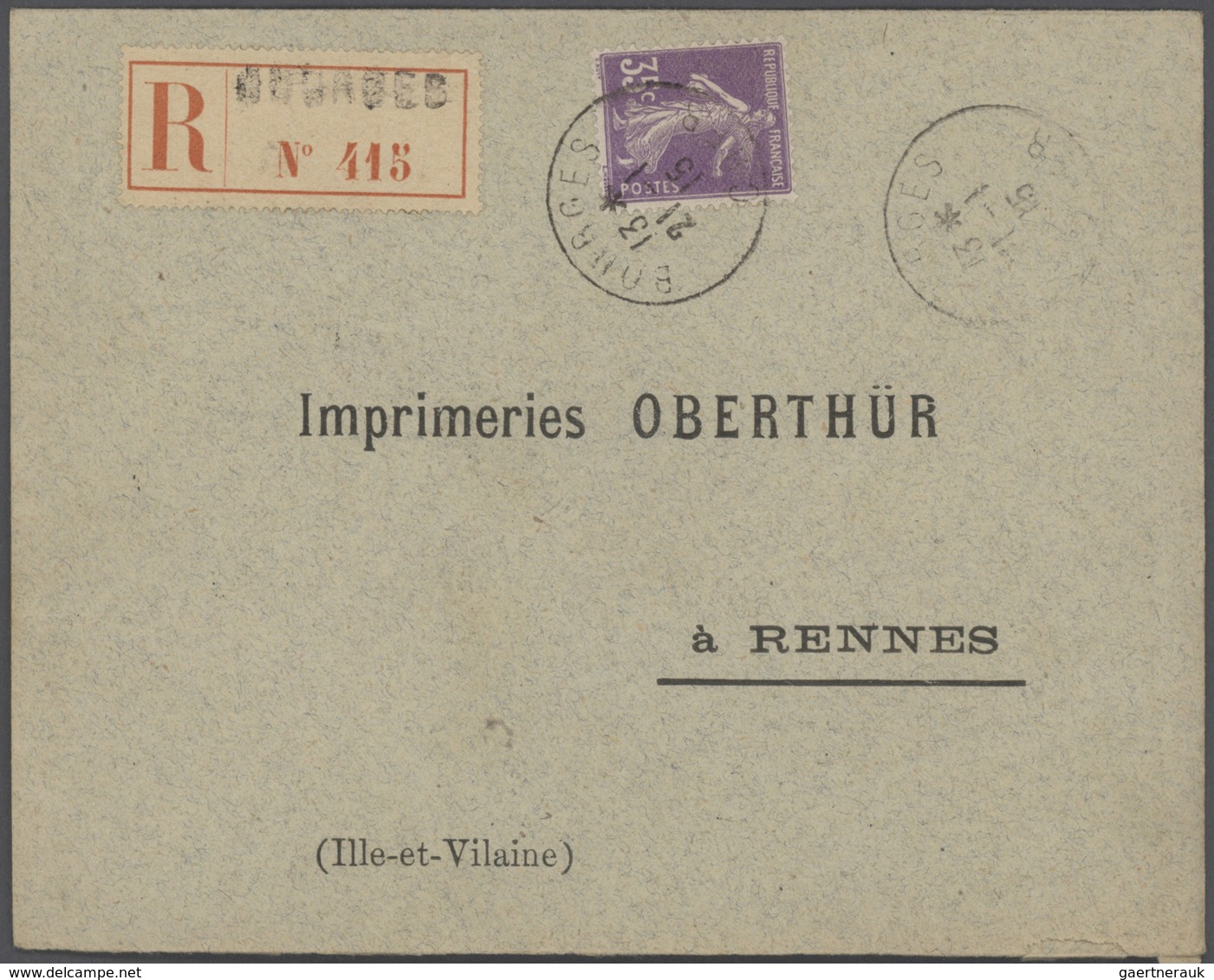 Br Frankreich: 1910/50 (ca.), Sammlung von ca. 335 Einschreibe-Briefen, sehr spezialisiert mit vielen T