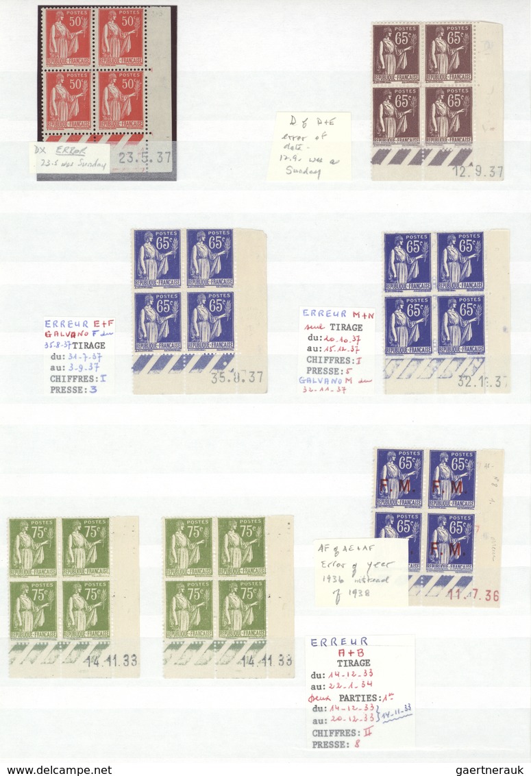 **/O/* Frankreich: 1932/1939, TYPE "PAIX" COINS DATES, Almost Exclusively UNMOUNTED MINT Collection Of Appr - Oblitérés