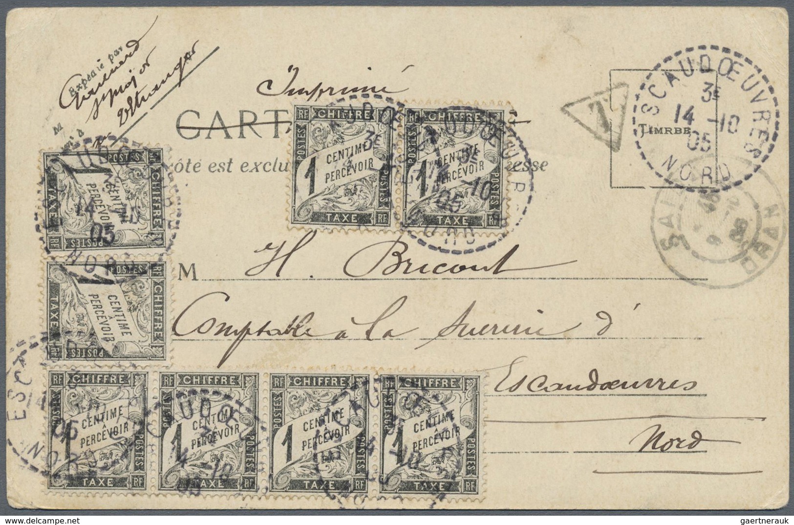 Br Frankreich - Portomarken: 1850/1980 (ca.), insufficiently paid domestic mail, holding of apprx. 230