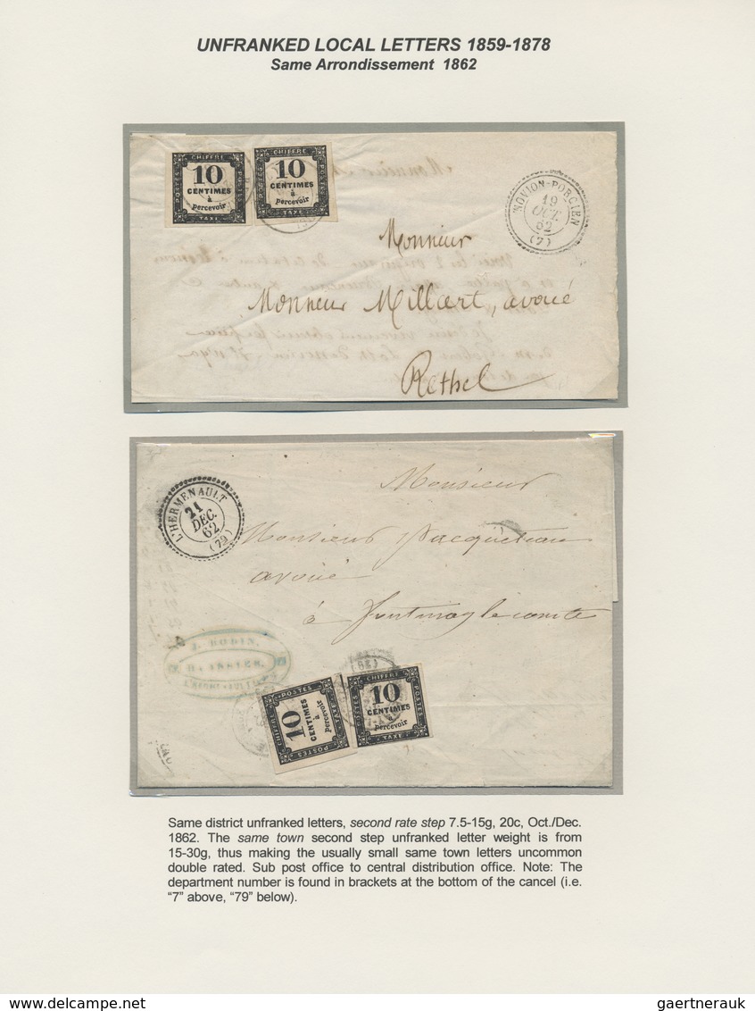 Br/GA Frankreich - Portomarken: 1859/1959, "100 YEARS OF FRENCH POSTAGE DUES", Extraordinary Exhibit Colle - 1859-1959 Lettres & Documents