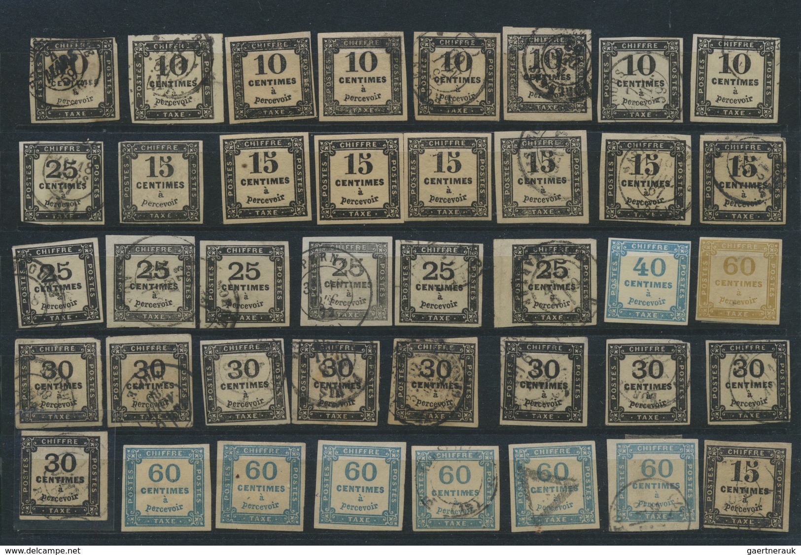 O/*/(*) Frankreich - Portomarken: 1859/1878, Mainly Used Assortment Of More Than 50 Stamps, Slightly Varied - 1859-1959 Lettres & Documents