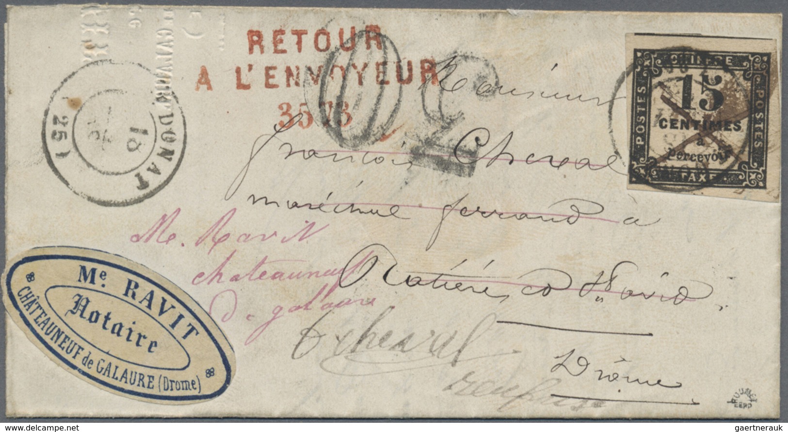 Br Frankreich - Portomarken: 1868/1946, Group Of Six Entires Bearing Postage Due Stamps Incl. Nice Sect - 1859-1959 Lettres & Documents