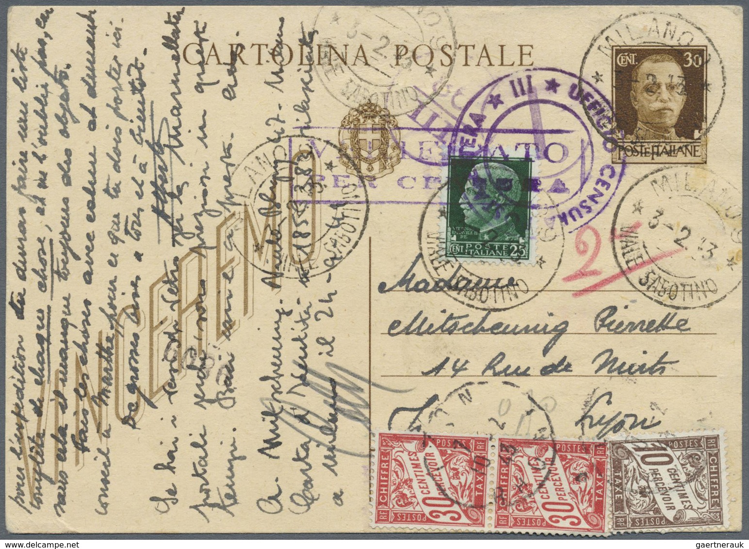 Br Frankreich - Portomarken: 1870/1980 (ca.), insufficiently paid incoming mail, accumulation of apprx.