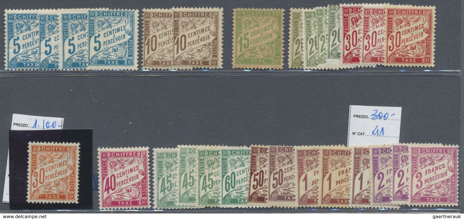 */** Frankreich - Portomarken: 1881/1900 (ca.), Duval Issue, Mint Lot Of Apprx. 40 Stamps, Some Forgeries - 1859-1959 Lettres & Documents