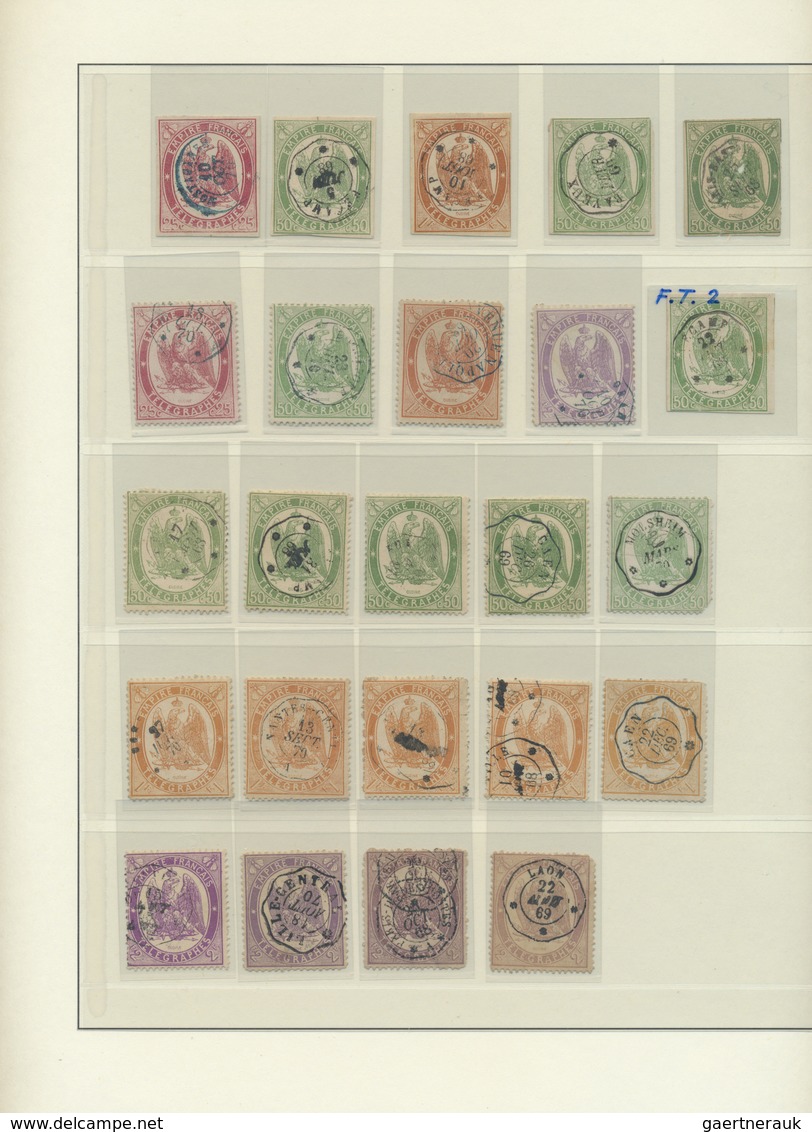 O Frankreich - Telegrafenmarken: 1868/1870, Group Of 24 Used Stamps, Varied Condition, Incl. Complete - Télégraphes Et Téléphones