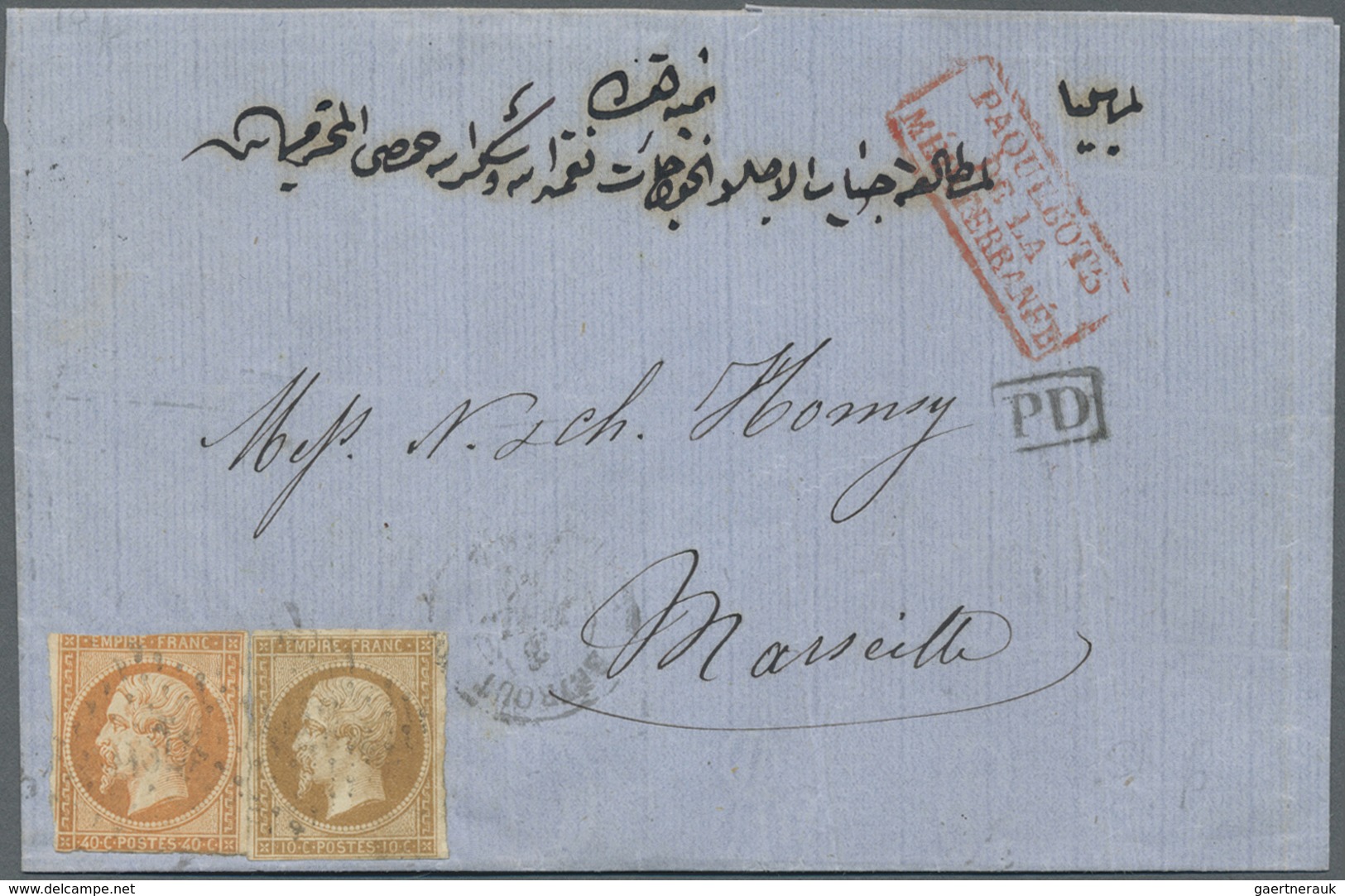 Br Französische Post In Der Levante: 1862/1864, Two Lettersheets From BEYROUTH To Marseille Resp. Manch - Autres & Non Classés