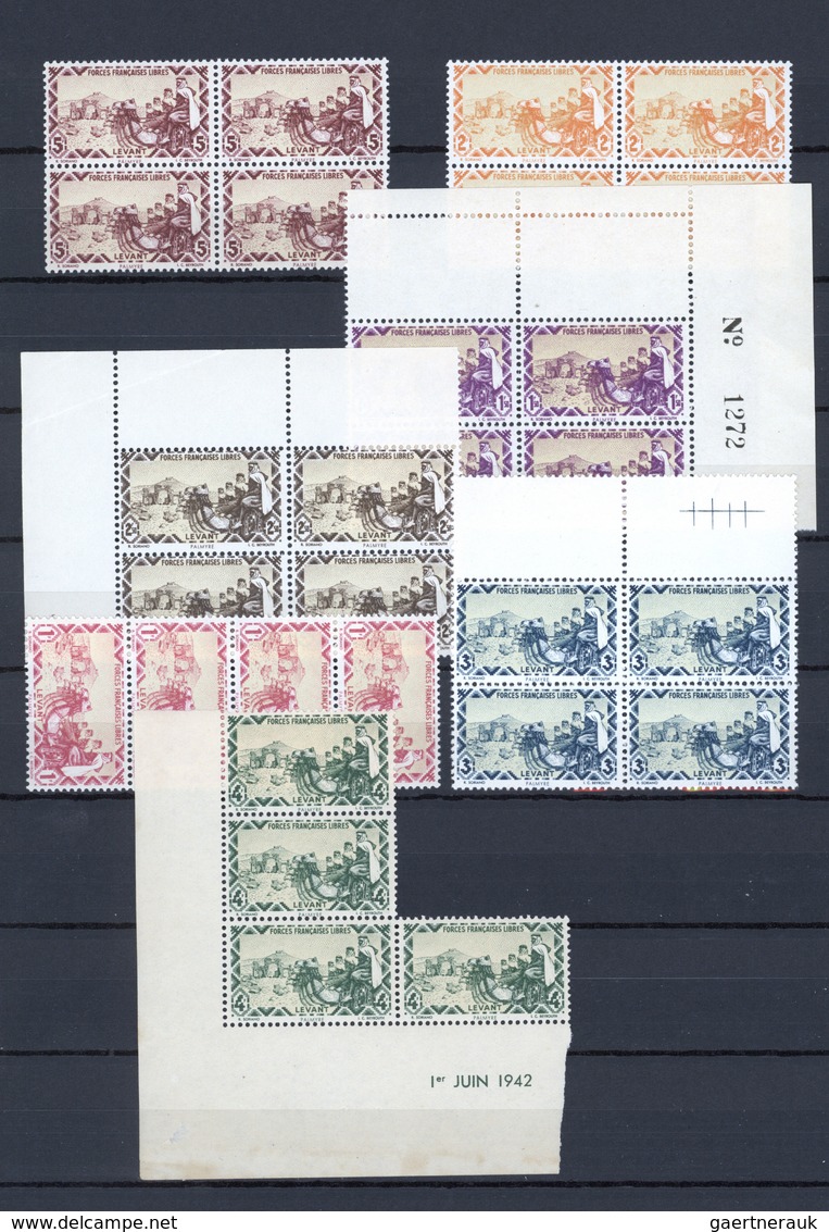 **/(*) Französische Post In Der Levante: 1942/1943, UNMOUNTED MINT Assortment Incl. Blocks Of Four. Maury C - Autres & Non Classés