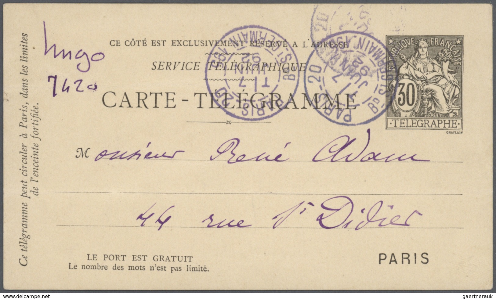 GA Frankreich - Ganzsachen: 1875/1910 (ca.), Sammlung von etwa 140 alten Ganzsachen bzw. Postkarten-Vor