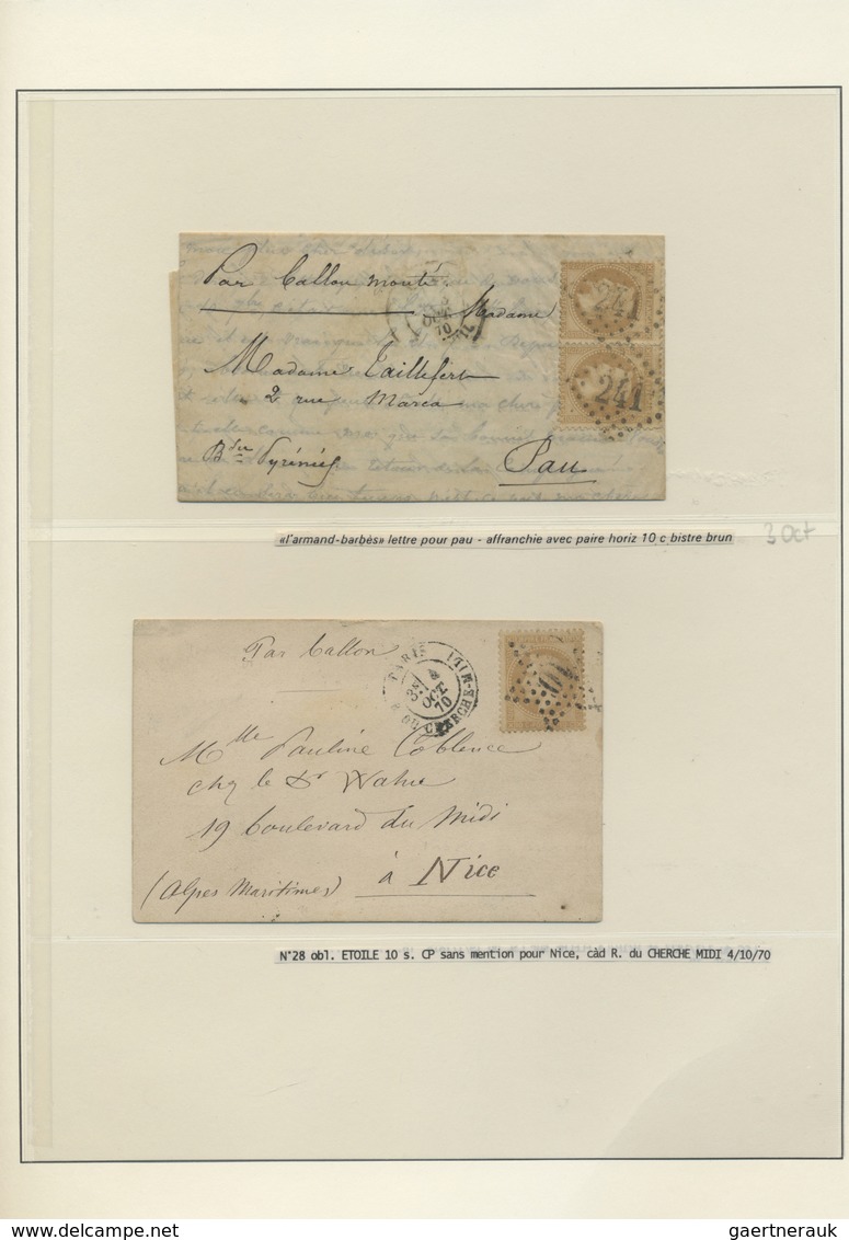 Br Frankreich - Ballonpost: 1870/1871, FRANCO-PRUSSIAN WAR/SIEGE DE PARIS, Extraordinary Collection Of - 1960-.... Lettres & Documents