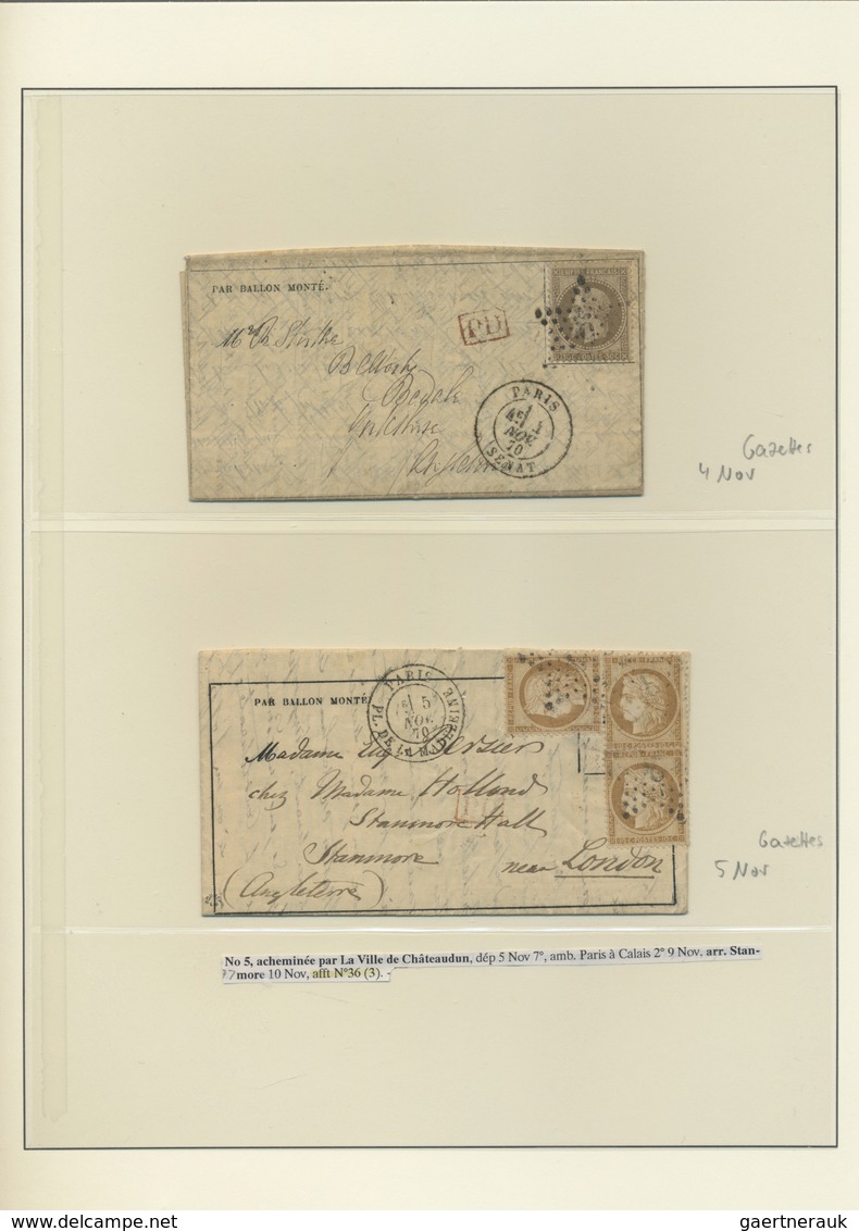 Br Frankreich - Ballonpost: 1870/1871, FRANCO-PRUSSIAN WAR/SIEGE DE PARIS, Extraordinary Collection Of - 1960-.... Lettres & Documents