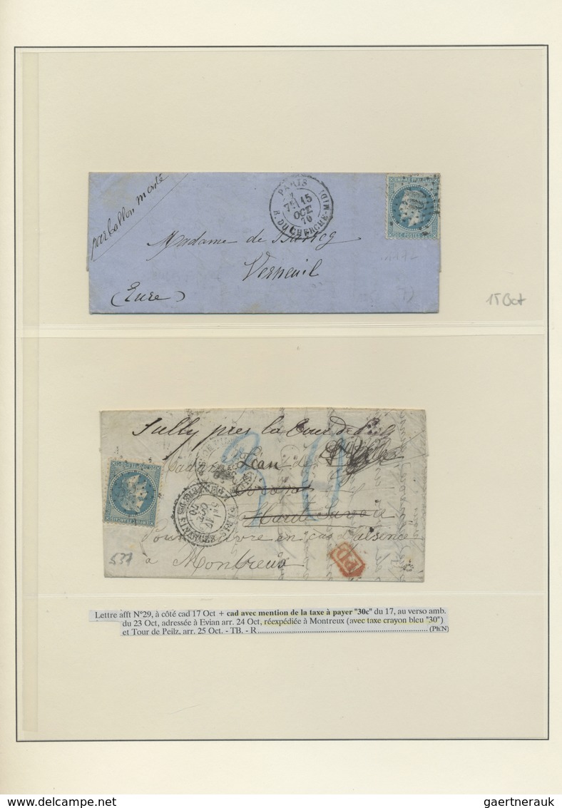 Br Frankreich - Ballonpost: 1870/1871, FRANCO-PRUSSIAN WAR/SIEGE DE PARIS, extraordinary collection of