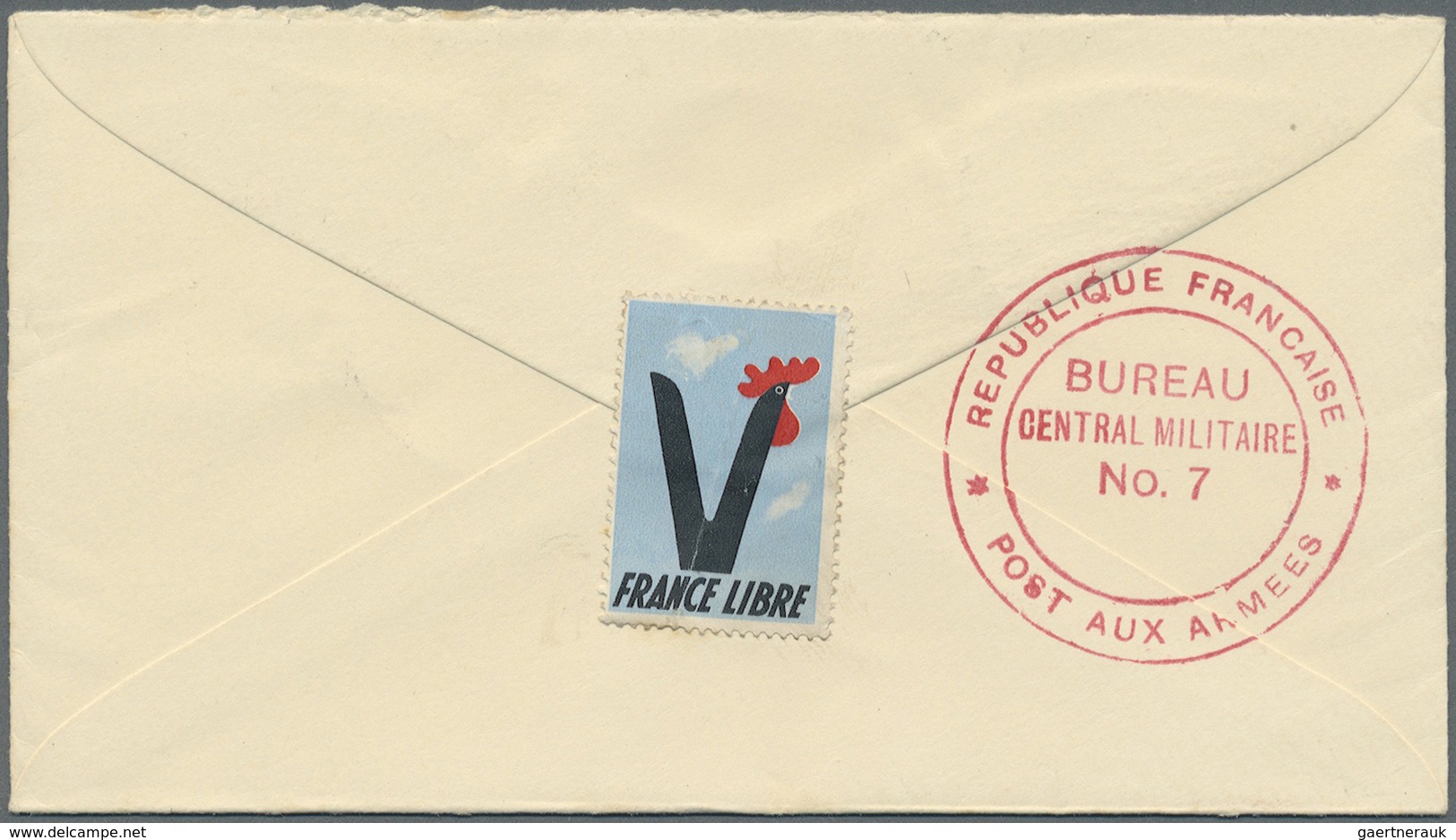 Frankreich - Besonderheiten: 1944 (ca.), "FRANCE LIBRE" Cock + V Letter Label, Artists Design Paint - Autres & Non Classés