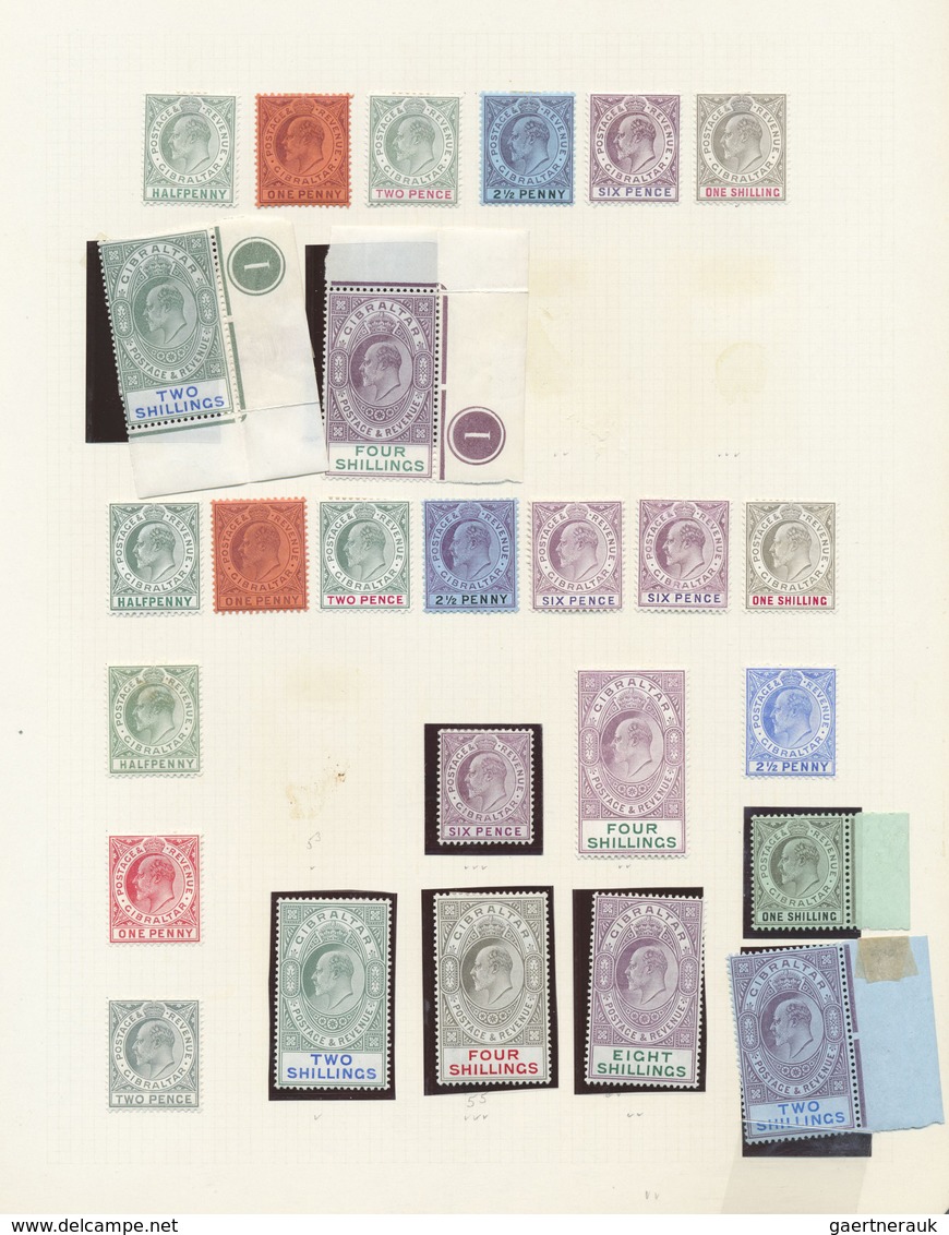 */** Gibraltar: 1903/1911, KEVII, Splendid Mint Collection Of 26 Stamps On Album Page, Comprising E.g. Cr - Gibraltar