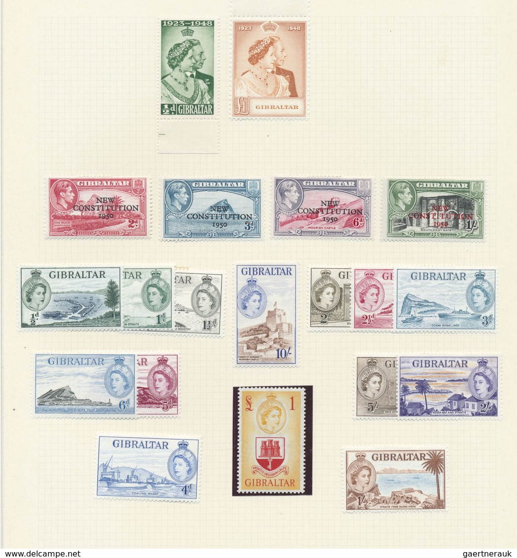 */** Gibraltar: 1931/1953, Petty Mint Collection On Album Pages Incl. KGVI And QEII Definitve Sets. - Gibraltar