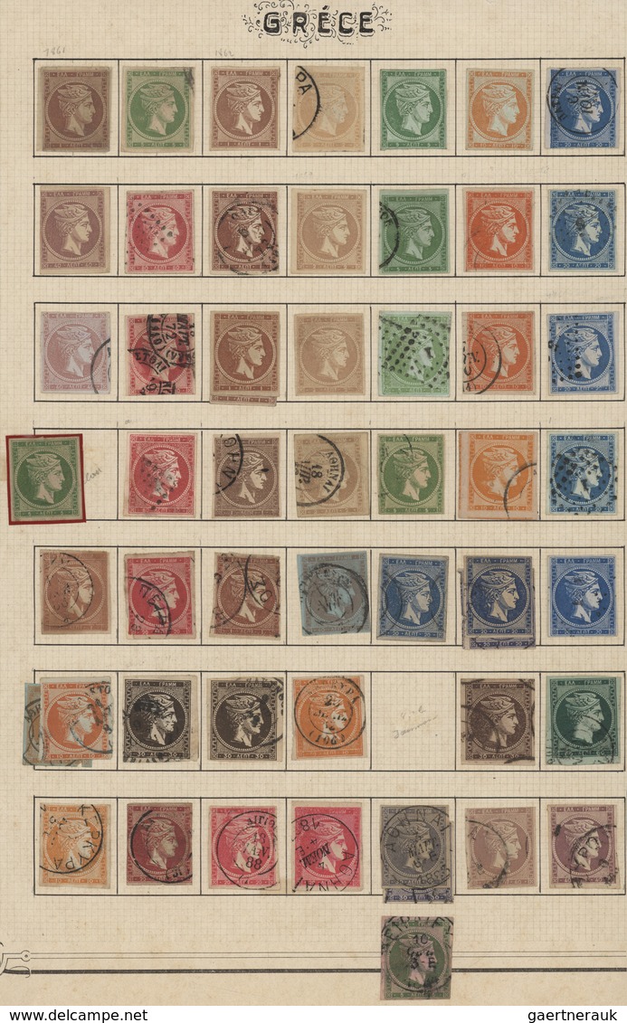 O/*/(*) Griechenland: 1861/1880 (ca.), Sammlungsposten Von über 120 Marken Große Hermesköpfe Incl. Einem 4er - Brieven En Documenten