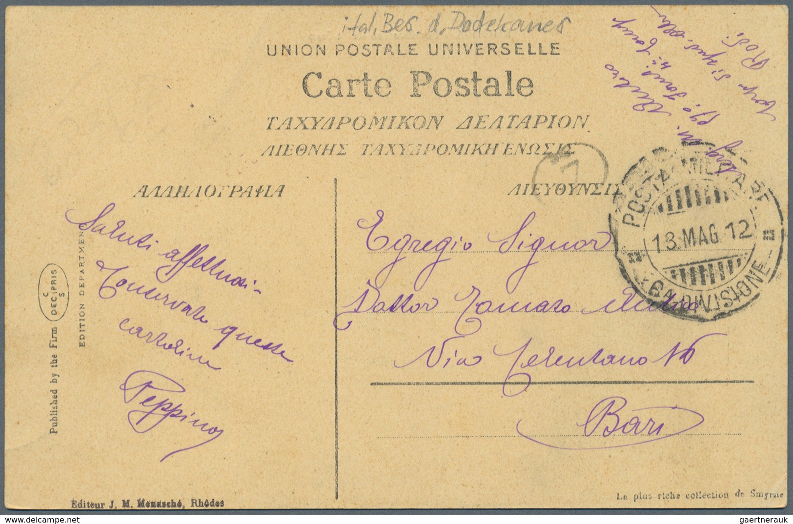 Br/ Griechenland: 1900-1922, 34 covers / cards including good cancellations of italian occupation Dodeca