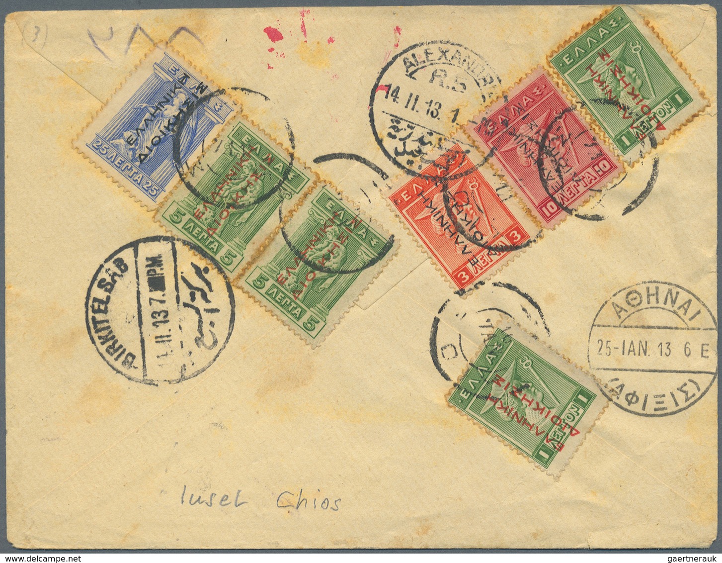 Br/ Griechenland: 1900-1922, 34 covers / cards including good cancellations of italian occupation Dodeca