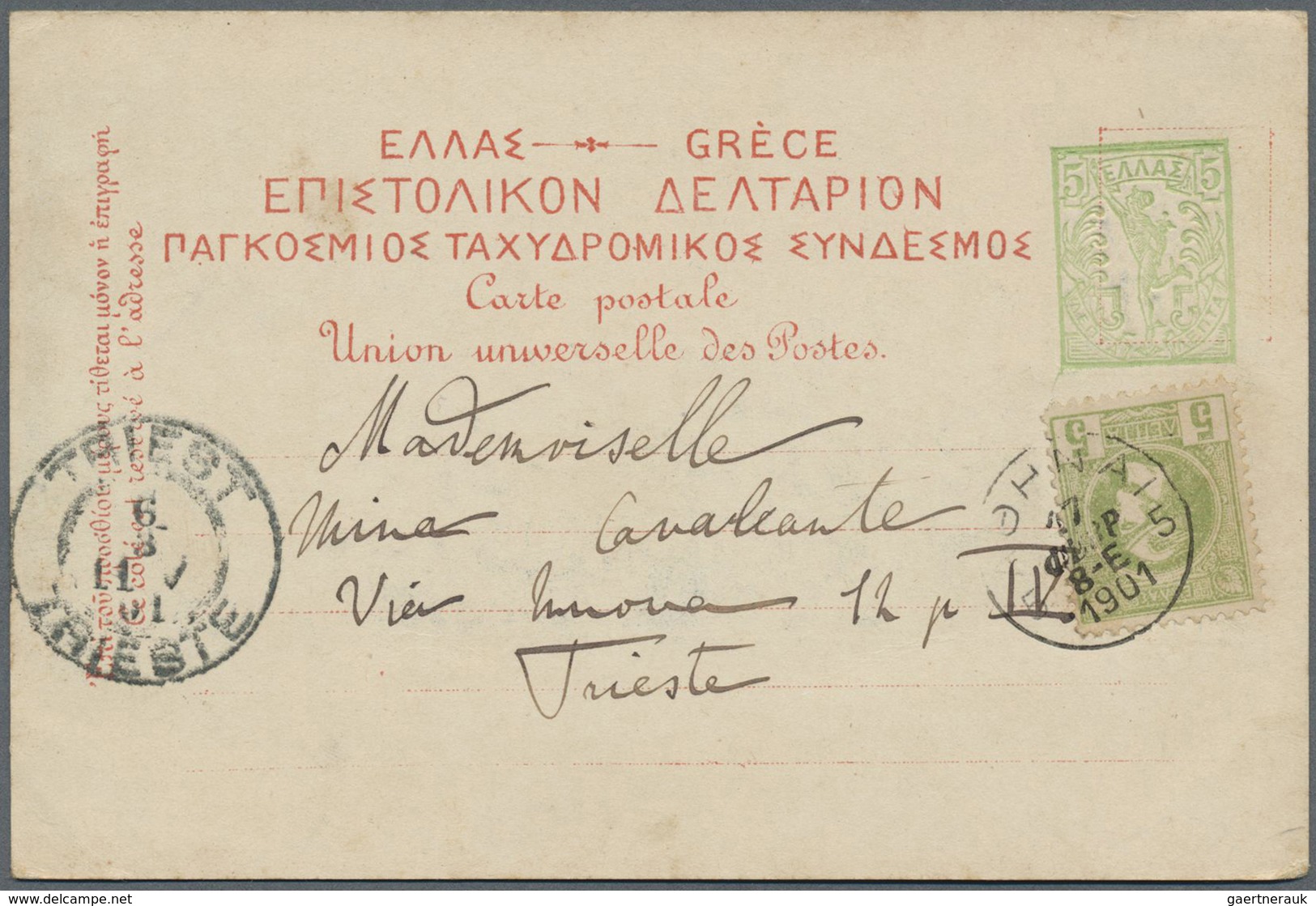 GA Griechenland - Ganzsachen: 1900/05, (ca.), Stationery Cards With Pictorial Imprints On Reverse (23), - Entiers Postaux