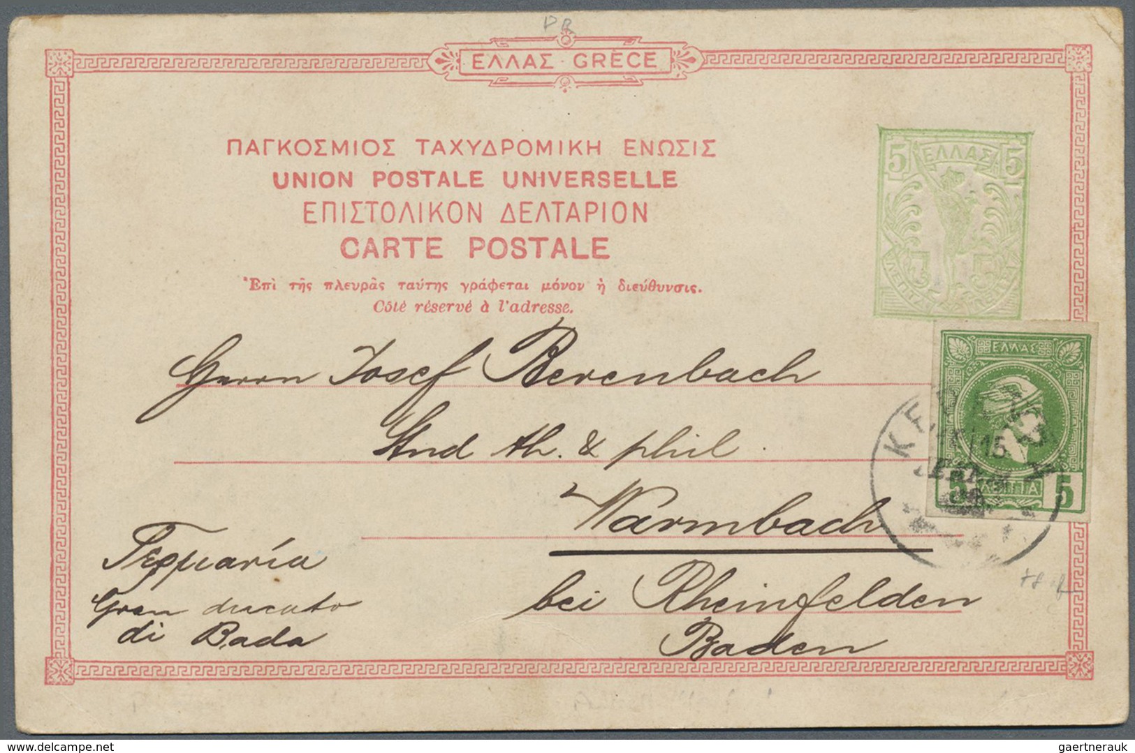 GA Griechenland - Ganzsachen: 1900/05, (ca.), stationery cards with pictorial imprints on reverse (23),