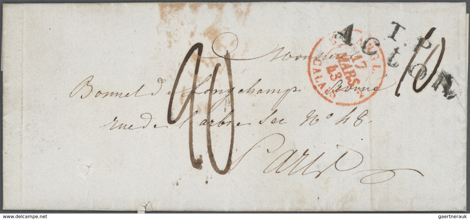 Br/GA Großbritannien: 1837/1954, 9 Letters And Postal Stationery Incl. Cover With 3d Pair Postage Due From - Autres & Non Classés