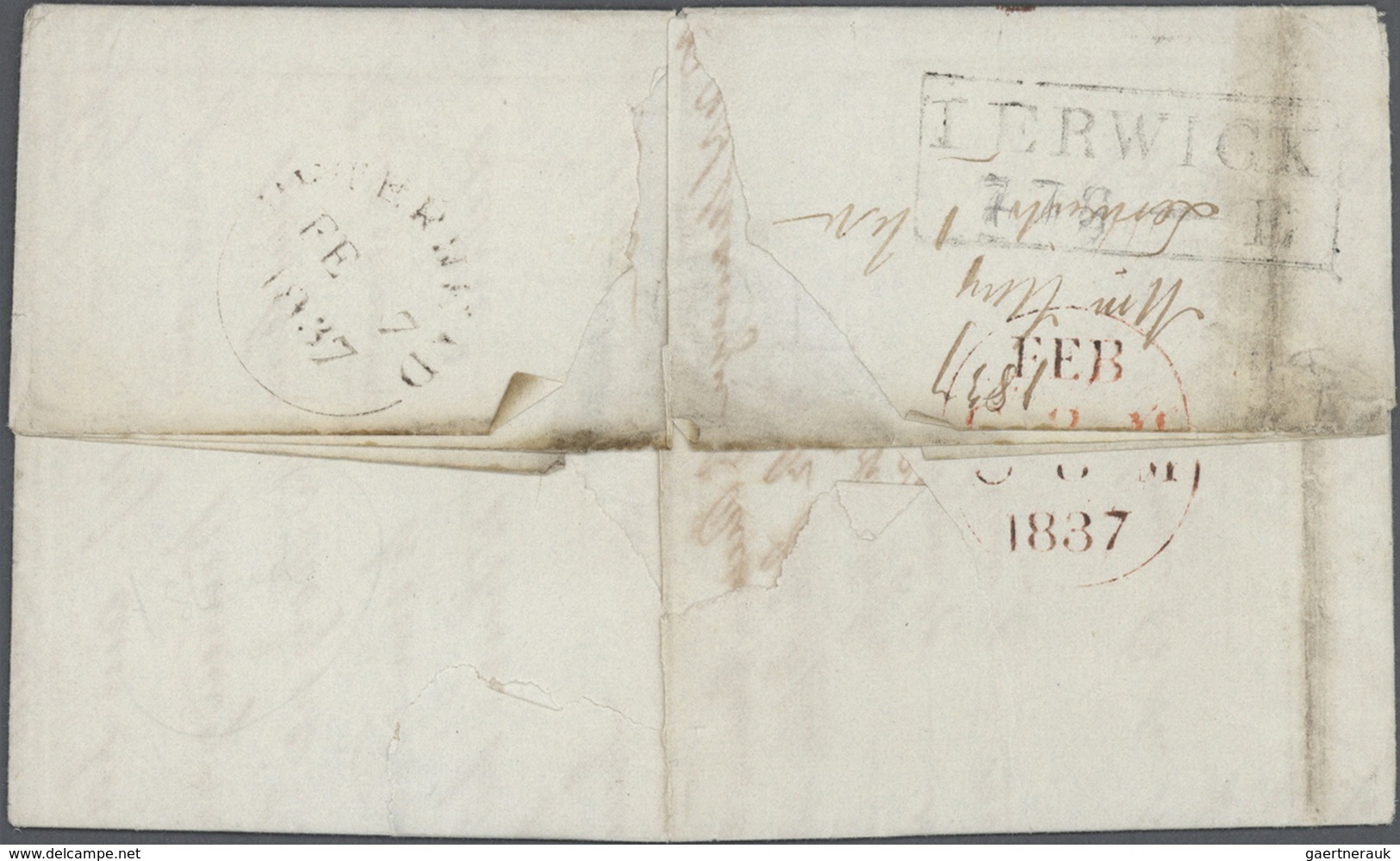 Br/GA Großbritannien: 1837/1954, 9 Letters And Postal Stationery Incl. Cover With 3d Pair Postage Due From - Autres & Non Classés