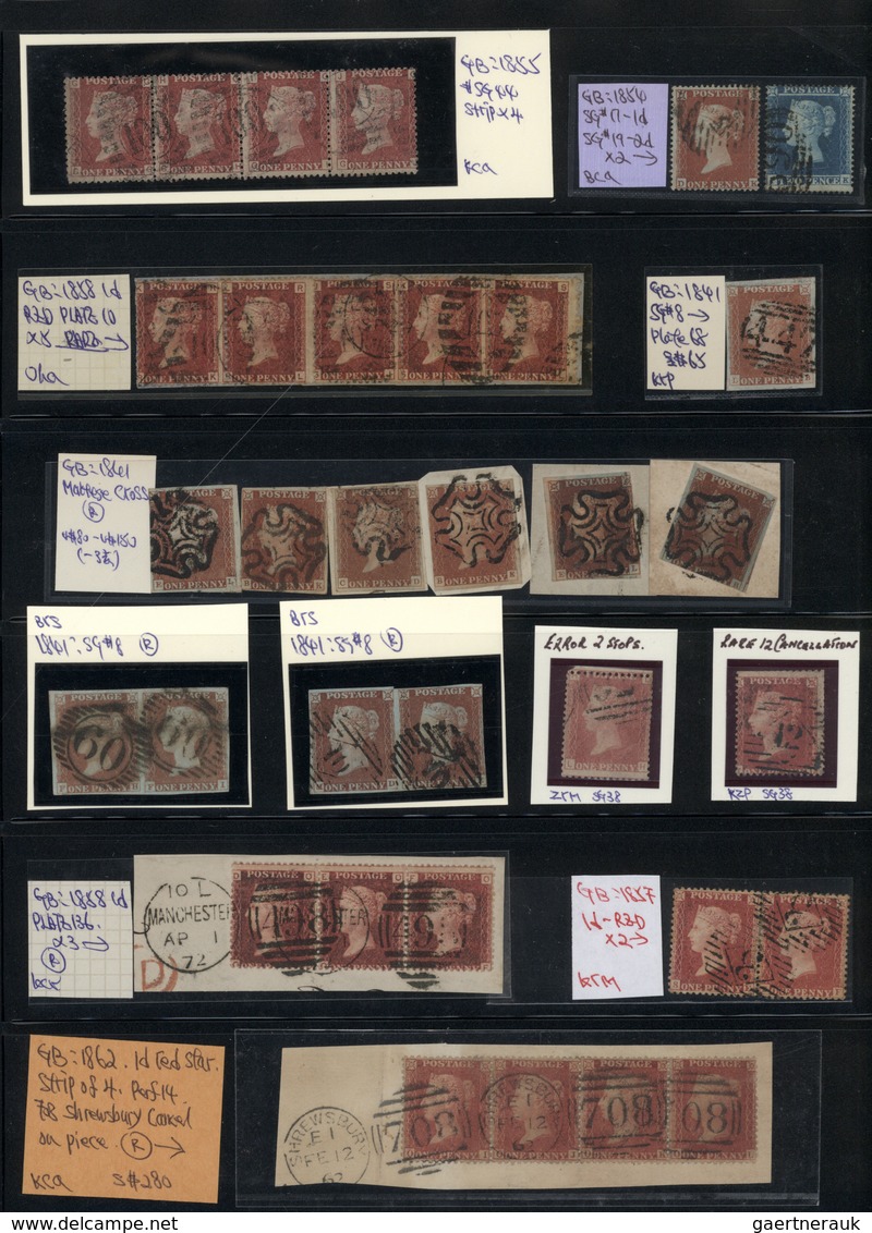 O/Brfst Großbritannien: 1841/1870 (ca.), 1 PENNY RED IMPERF./PERF., Specialised Collection Of Apprx. 370 Sta - Autres & Non Classés