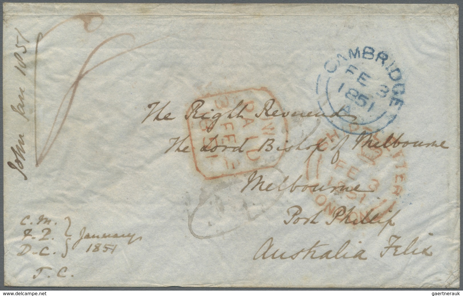 Br Großbritannien: 1851/1858 (ca.), Unusual Group With 15 Stampless Covers And Entires Addressed To Vic - Autres & Non Classés