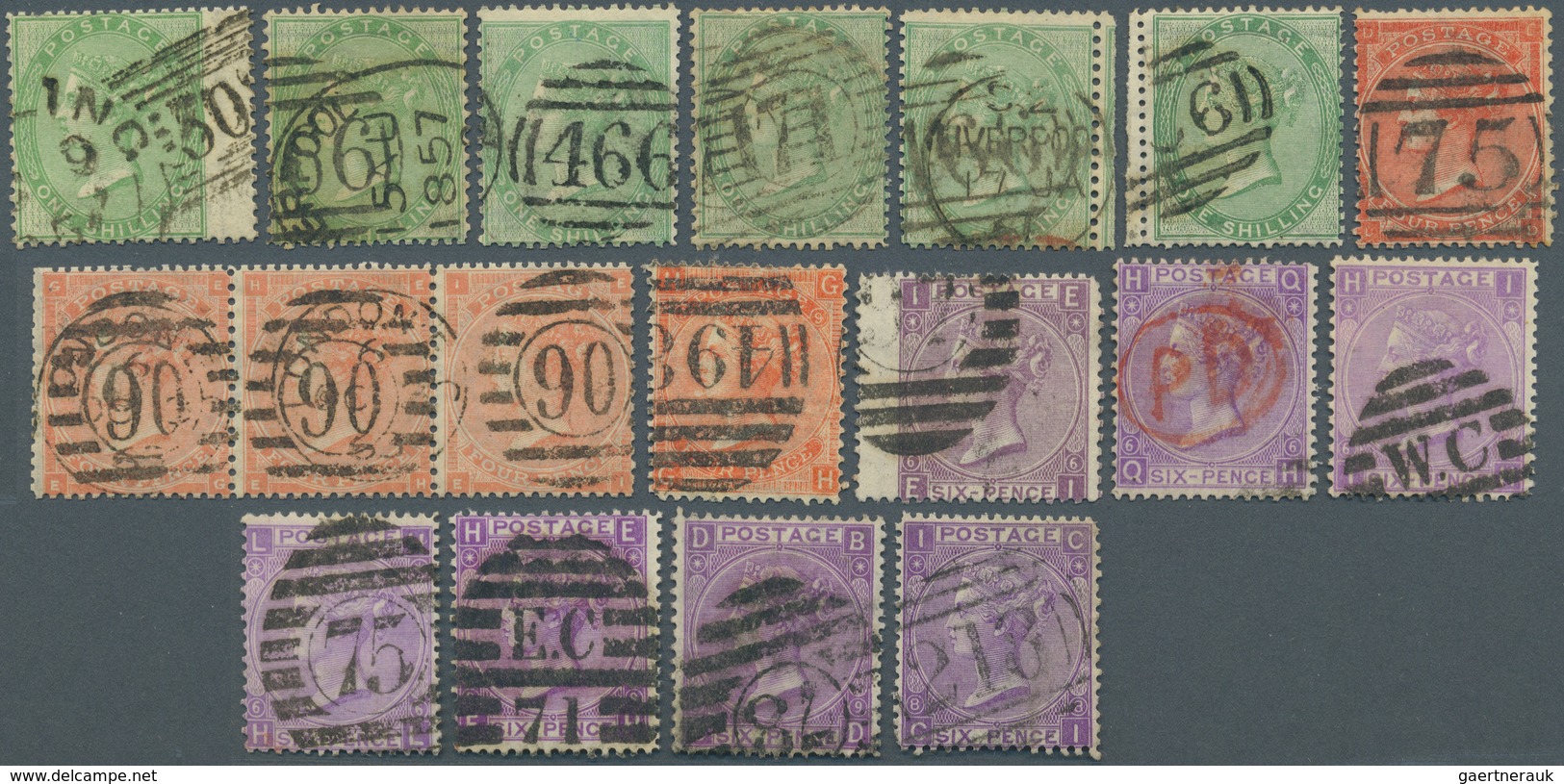 O Großbritannien: 1857/1880 (ca.), Used Accumulation Of Apprx. 130 QV Stamps (SG 66, 70, 72, 80, 94, 1 - Autres & Non Classés