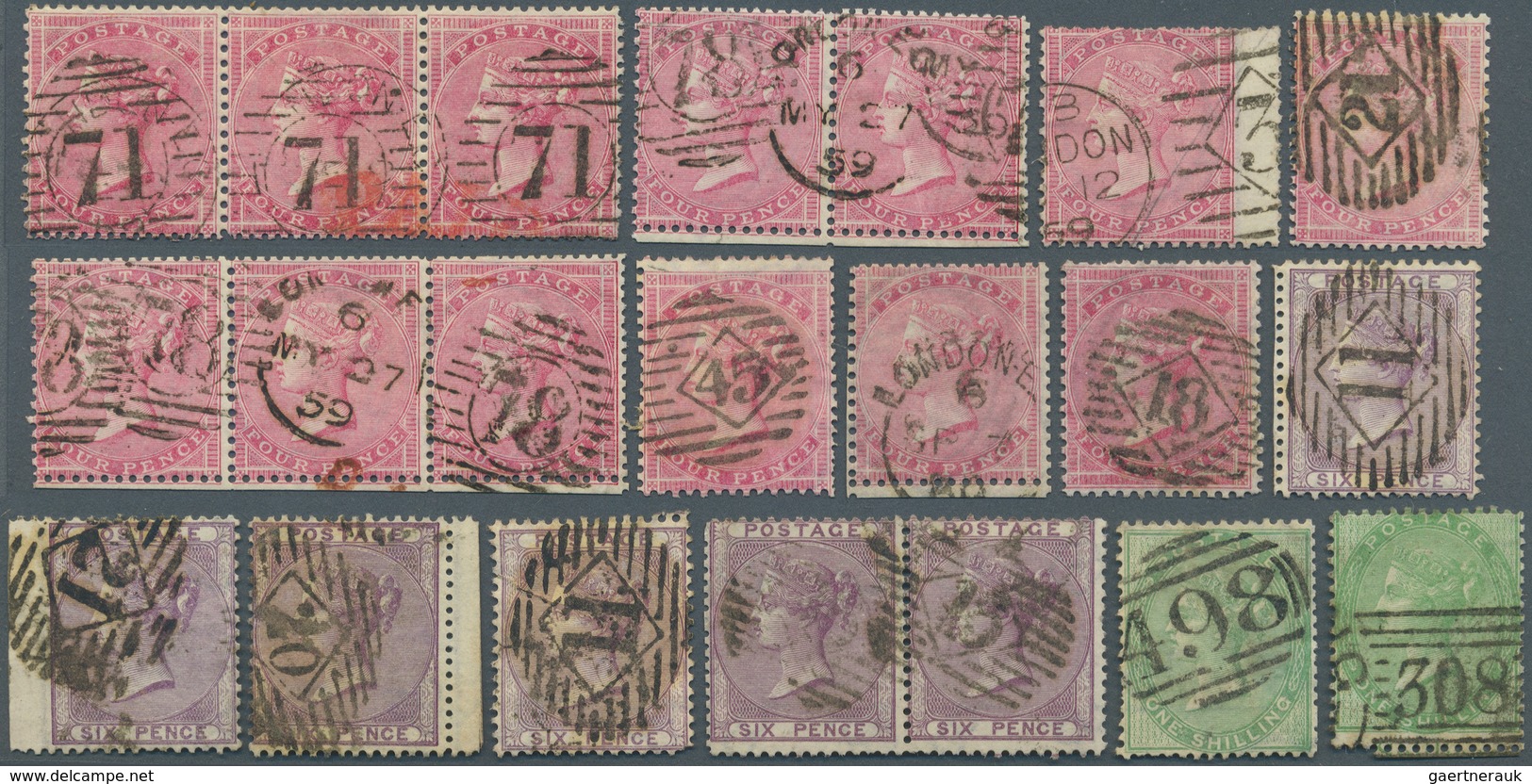 O Großbritannien: 1857/1880 (ca.), Used Accumulation Of Apprx. 130 QV Stamps (SG 66, 70, 72, 80, 94, 1 - Autres & Non Classés