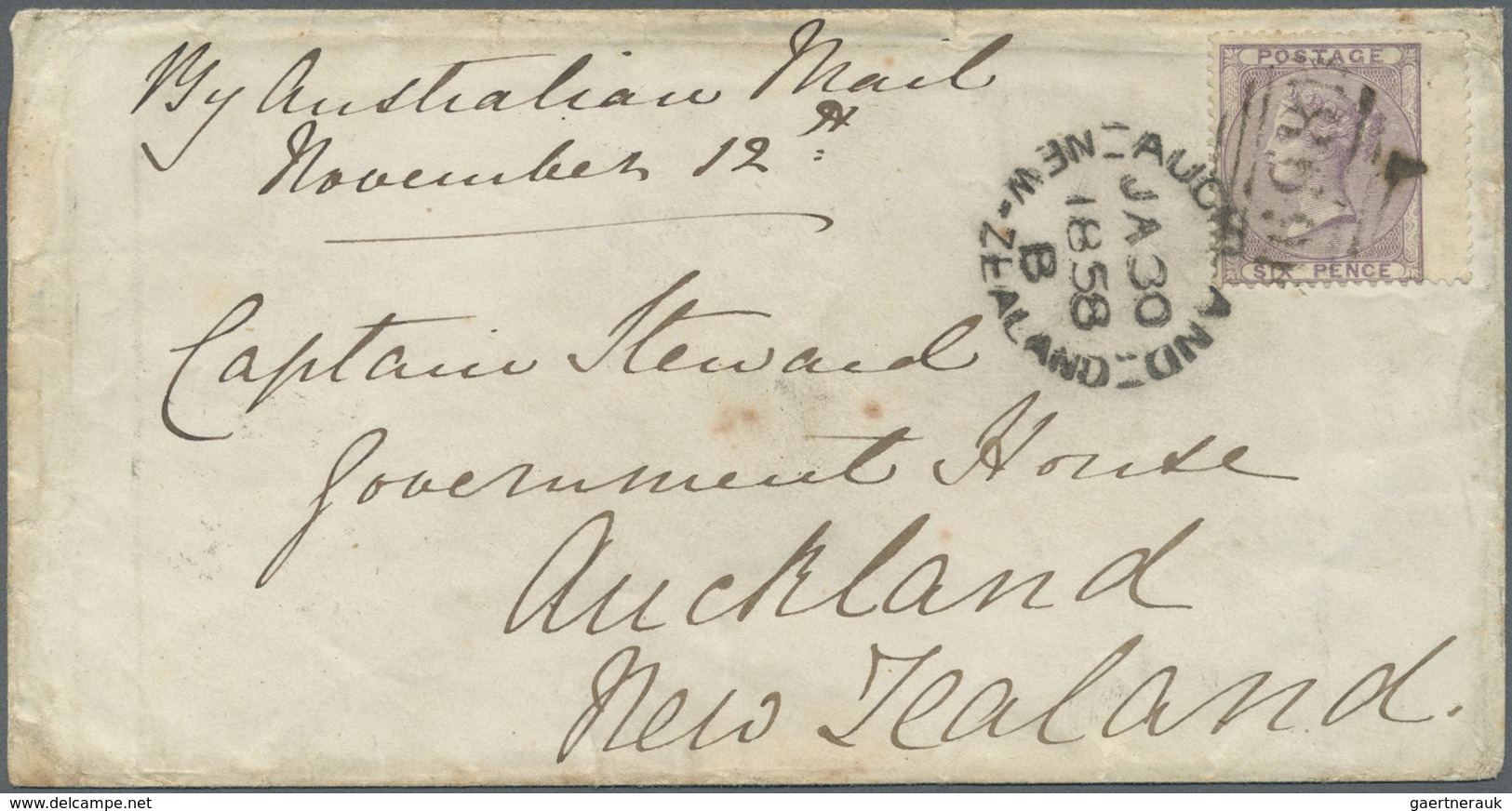 Br Großbritannien: 1858/1862 (ca.), Unusual Lot With Eight Covers Addressed To NEW ZEALAND At 6d. Rate - Autres & Non Classés