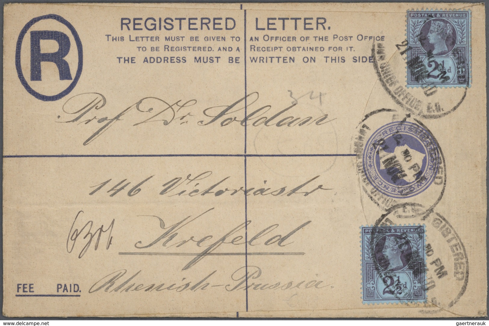 Br/GA Großbritannien: 1860/1941, Group Of Twelve Covers And Cards, Mainly QV, E.g. 6d. Pale Lilac (SG 70) - Autres & Non Classés