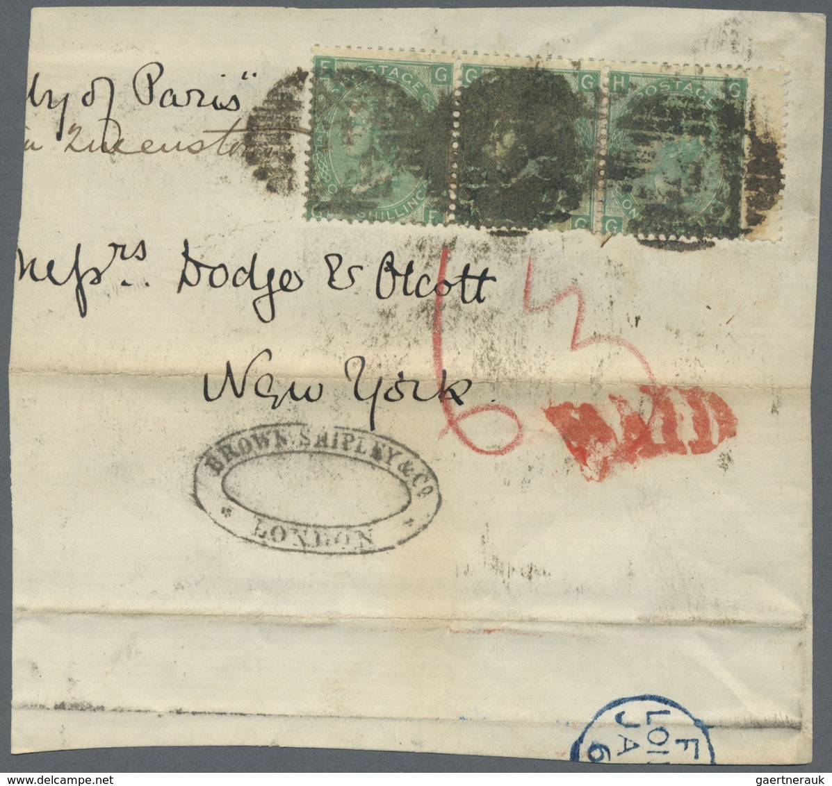 Brfst Großbritannien: 1865/1869, Assortment Of 74 Fronts/large Fragments Each Franked With 84 Copies 1s. G - Autres & Non Classés