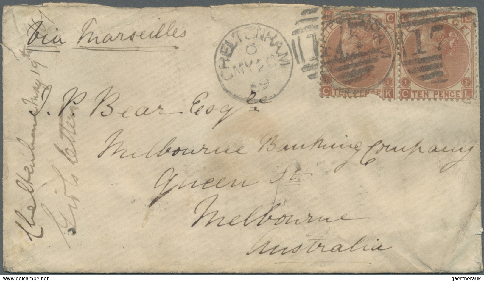 Br Großbritannien: 1866/1872 (ca.), Unusual Lot With 15 Covers Addressed To Victoria/Australia Mostly A - Autres & Non Classés