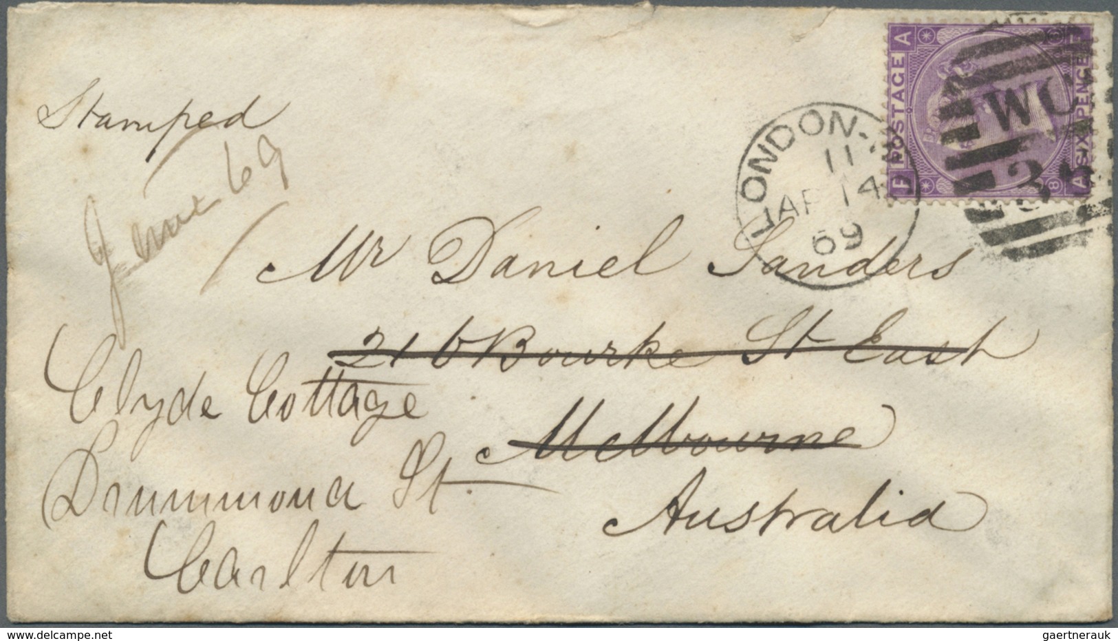 Br Großbritannien: 1866/1872 (ca.), Unusual Lot With 15 Covers Addressed To Victoria/Australia Mostly A - Autres & Non Classés