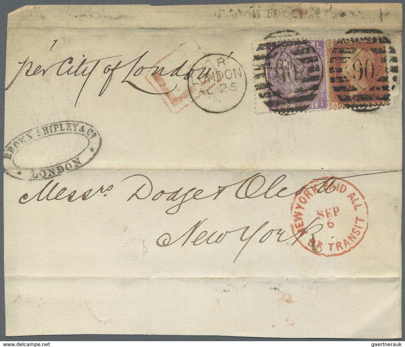 Brfst Großbritannien: 1868/1871, Assortment Of 59 Fronts/large Fragments Mainly Addressed To New York, Fra - Autres & Non Classés