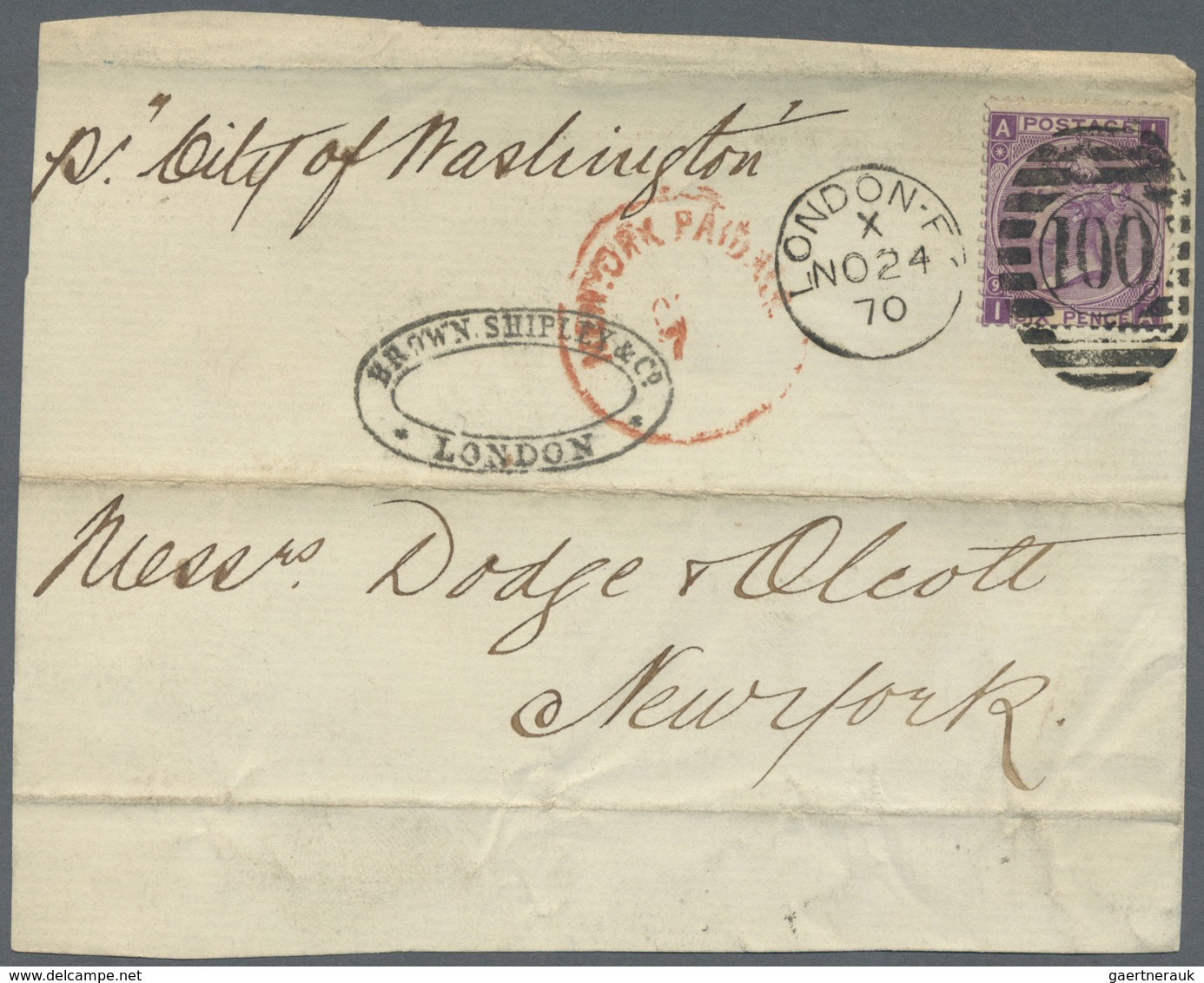 Brfst Großbritannien: 1868/1871, Assortment Of 59 Fronts/large Fragments Mainly Addressed To New York, Fra - Autres & Non Classés