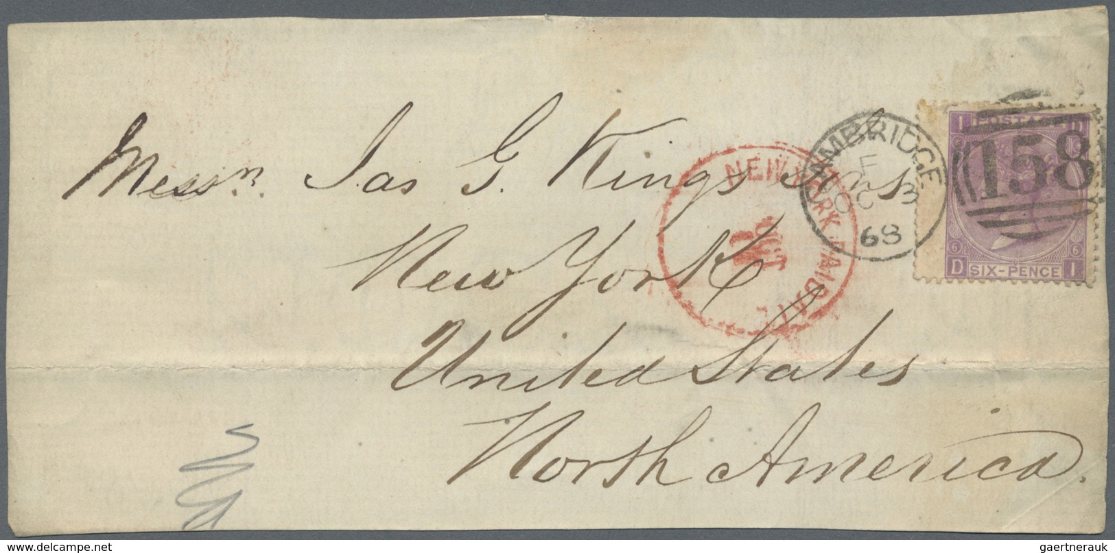 Brfst Großbritannien: 1868/1871, Assortment Of 59 Fronts/large Fragments Mainly Addressed To New York, Fra - Autres & Non Classés