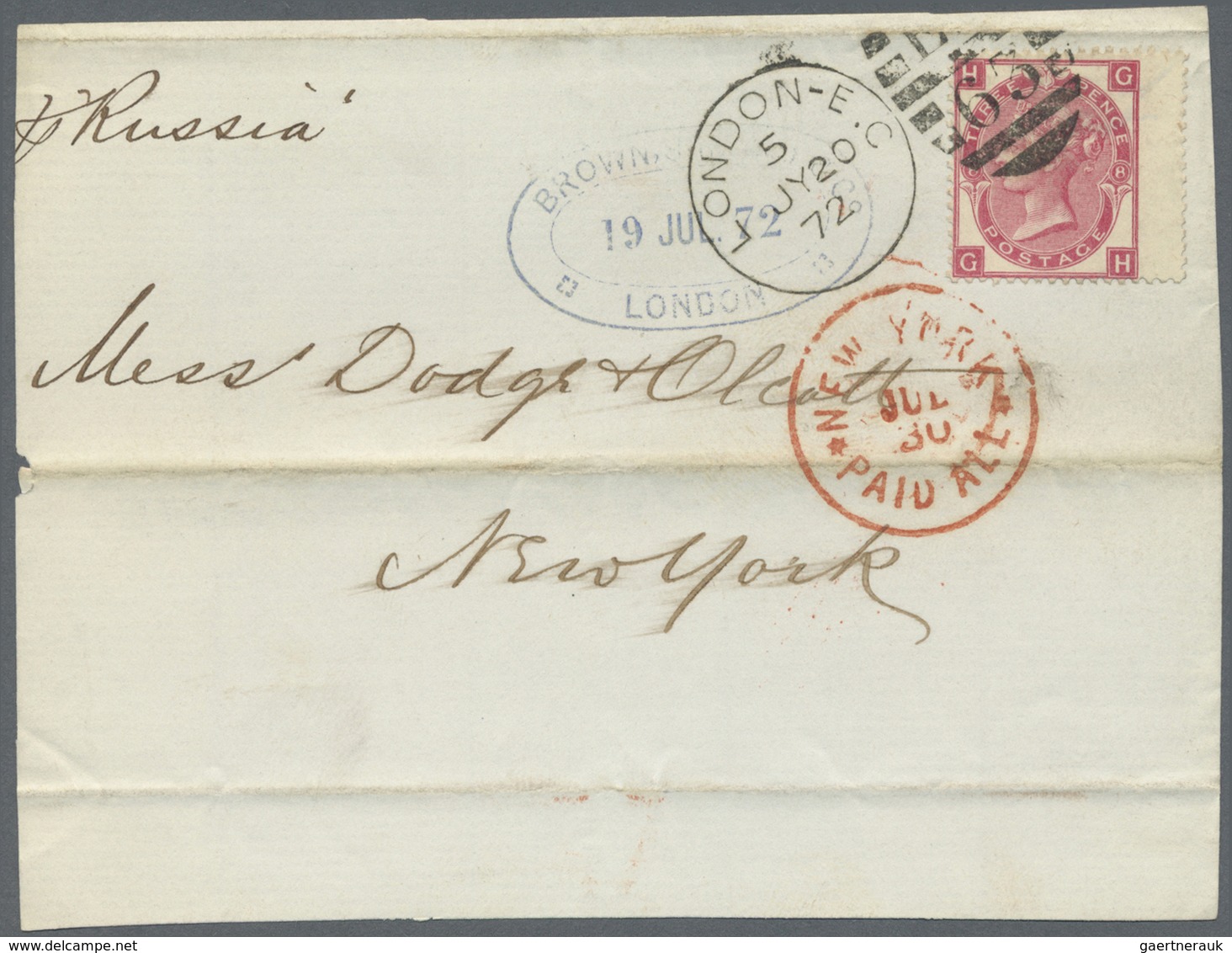Brfst Großbritannien: 1870/1872, Assortment Of 73 Fronts Addressed To New York, Franked With 76 Copies Of - Autres & Non Classés