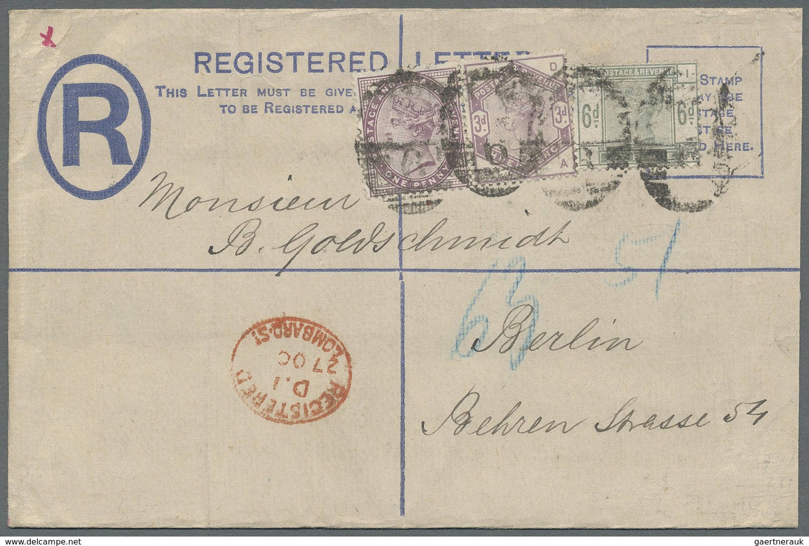 Br Großbritannien: 1884/1898, lot of nine better covers (single lots), e.g. 4d. dull green (SG 192), th