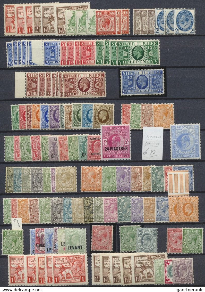 */** Großbritannien: 1902/1935 (ca.), KEVII And KGV, Mint Assortment On Stocksheet, Incl. KEVII 10s. And - Autres & Non Classés