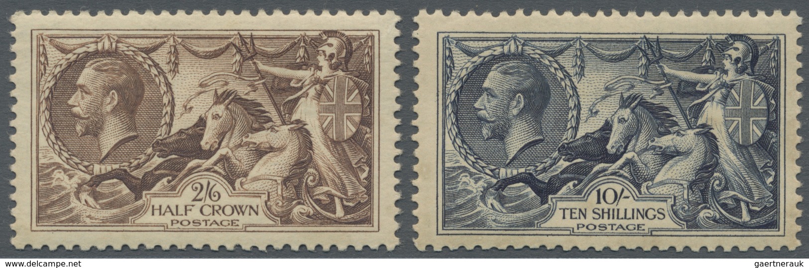 */** Großbritannien: 1913/1934, Sea Horses, Mint Lot Of Eleven Stamps, Slightly Varied Condition, Incl. A - Autres & Non Classés